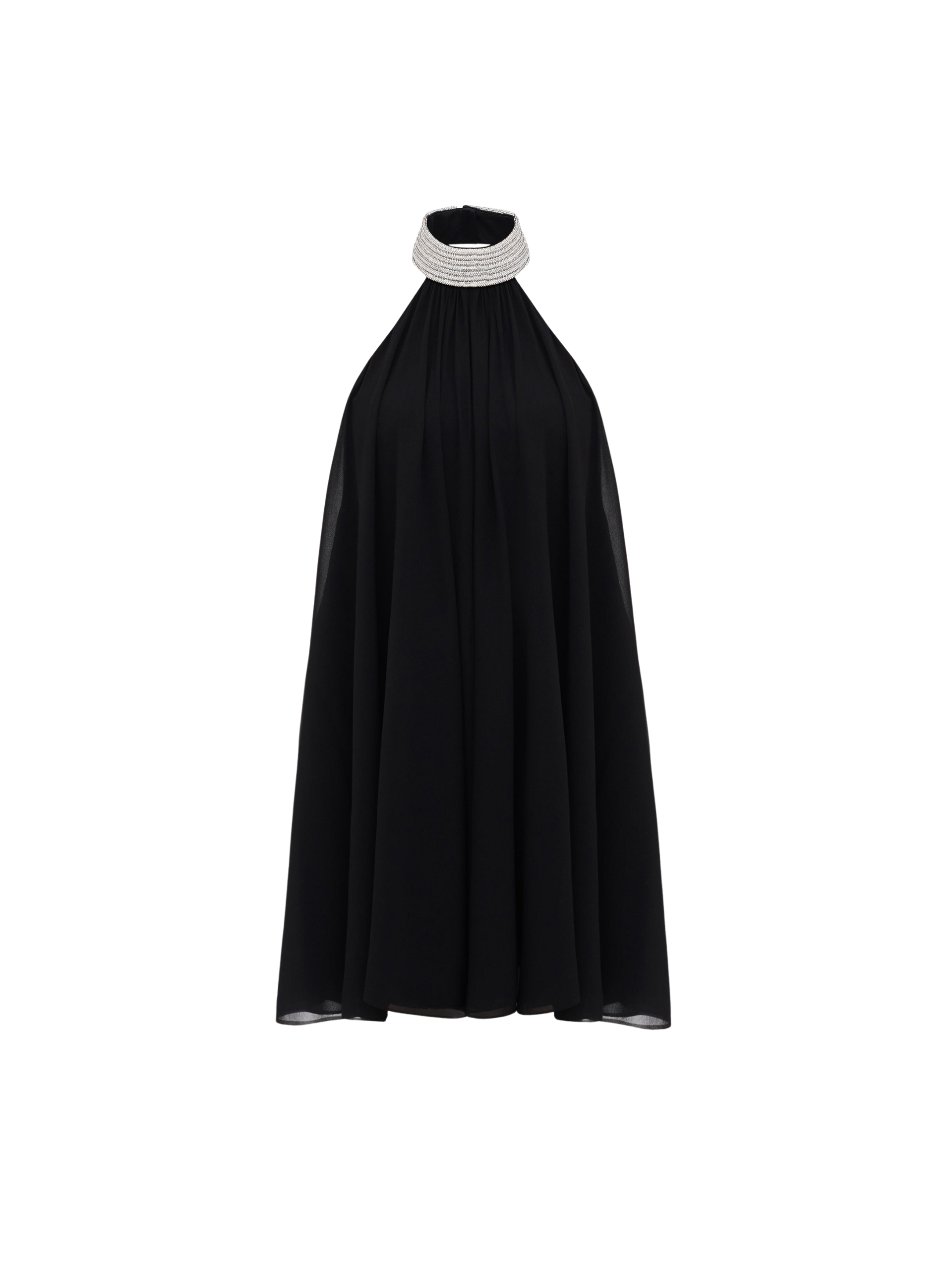 black chiffon mini dress Silk with a crystal embellished neck summer black midi dress Women's Boutique Dresses | A going Apparel Size:Small