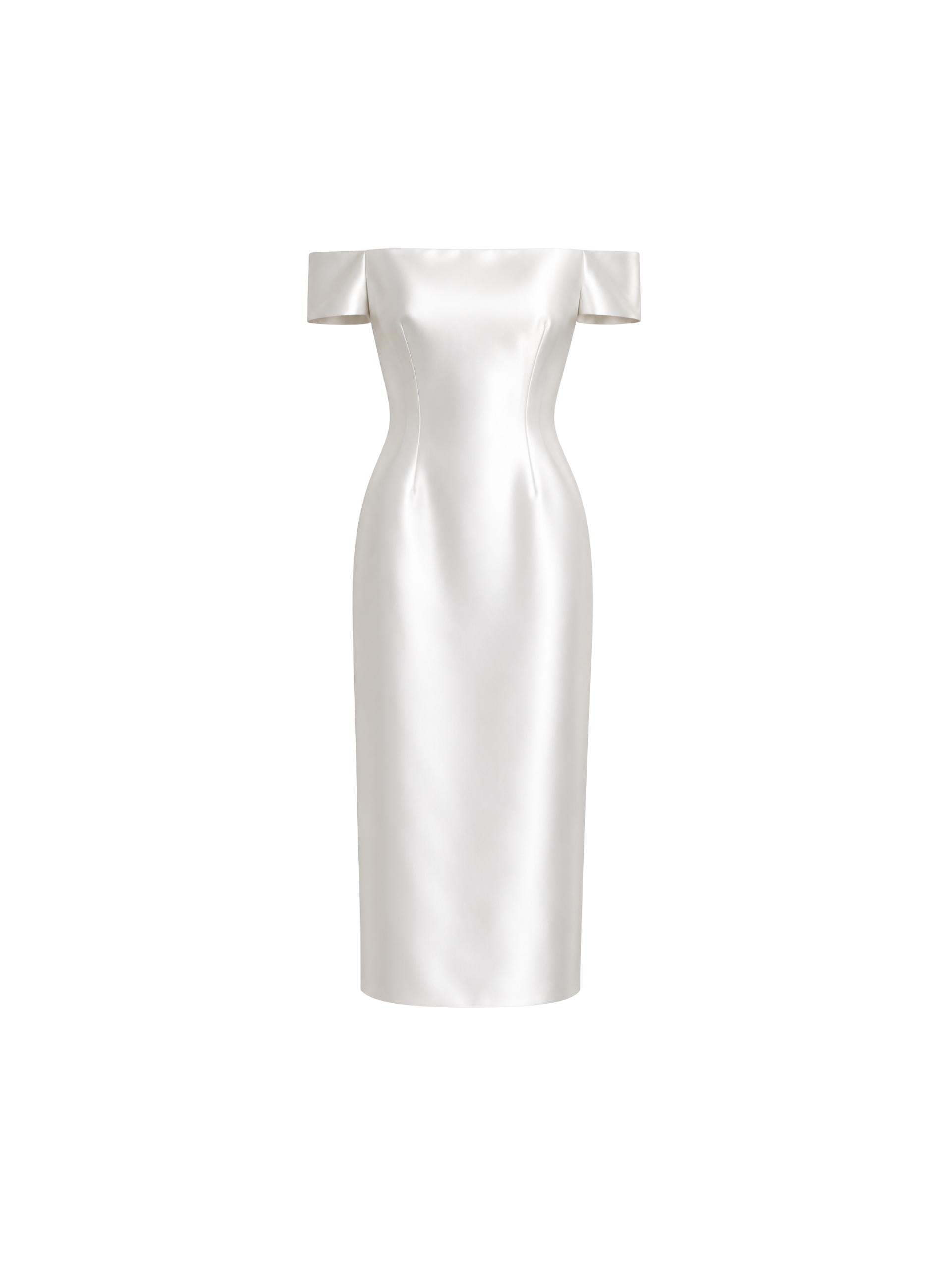 Off-the-Shoulder Silk Wool Midi Dress