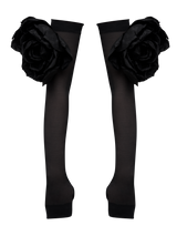FINGERLESS GLOVES WITH FLORAL EMBELLISHMENTS
