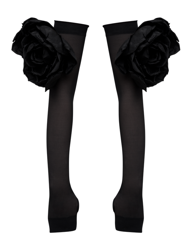 FINGERLESS GLOVES WITH FLORAL EMBELLISHMENTS