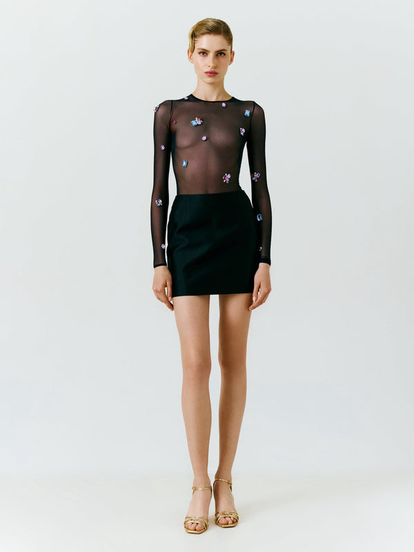 Silk-blend mini skirt