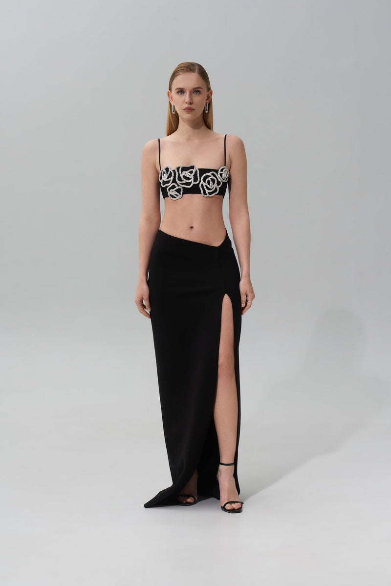 Crystal Rose Embellished Bralette Top