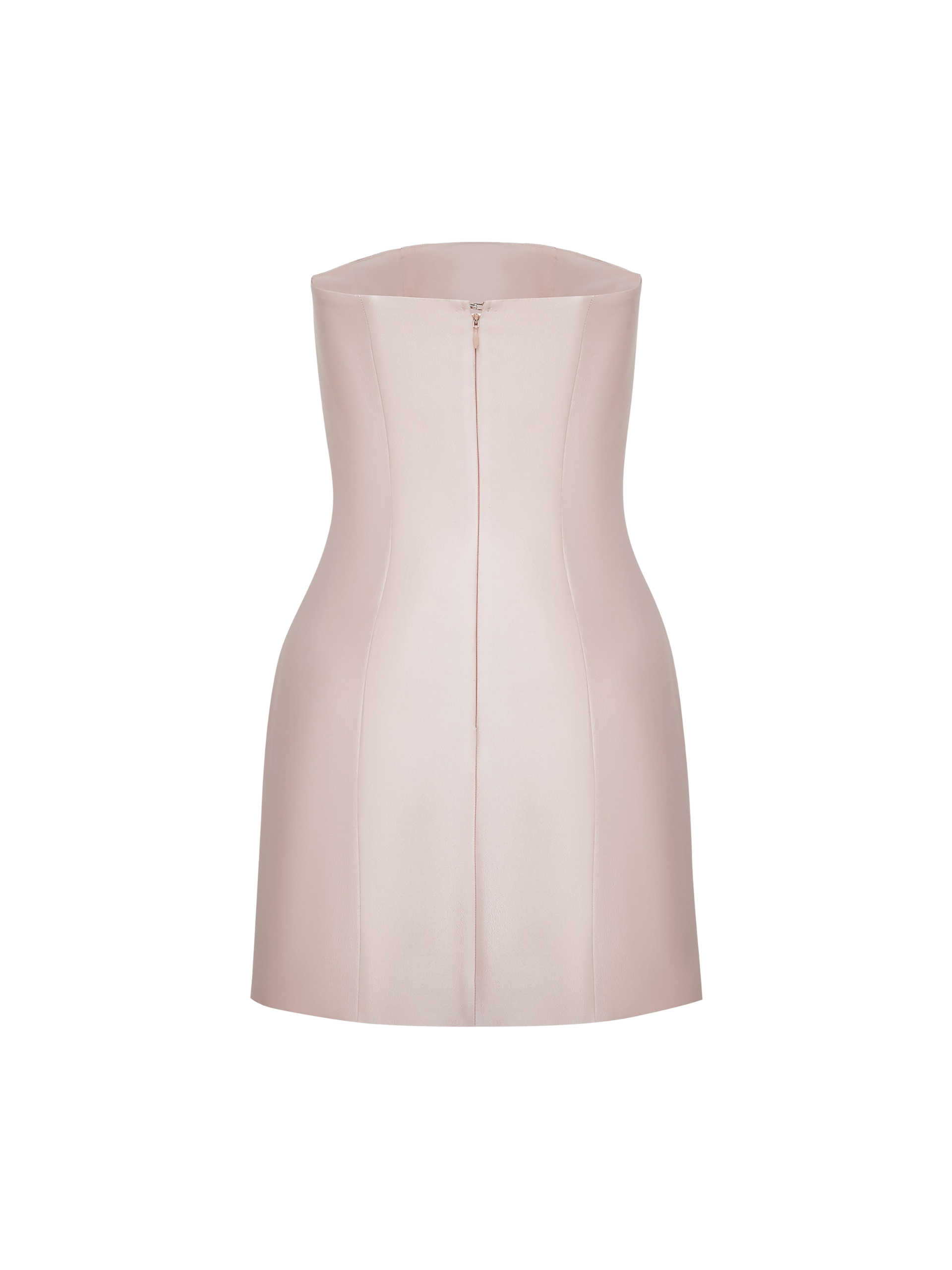 Strapless Mini Dress with Handcrafted 3D Floral Appliqué in Pink