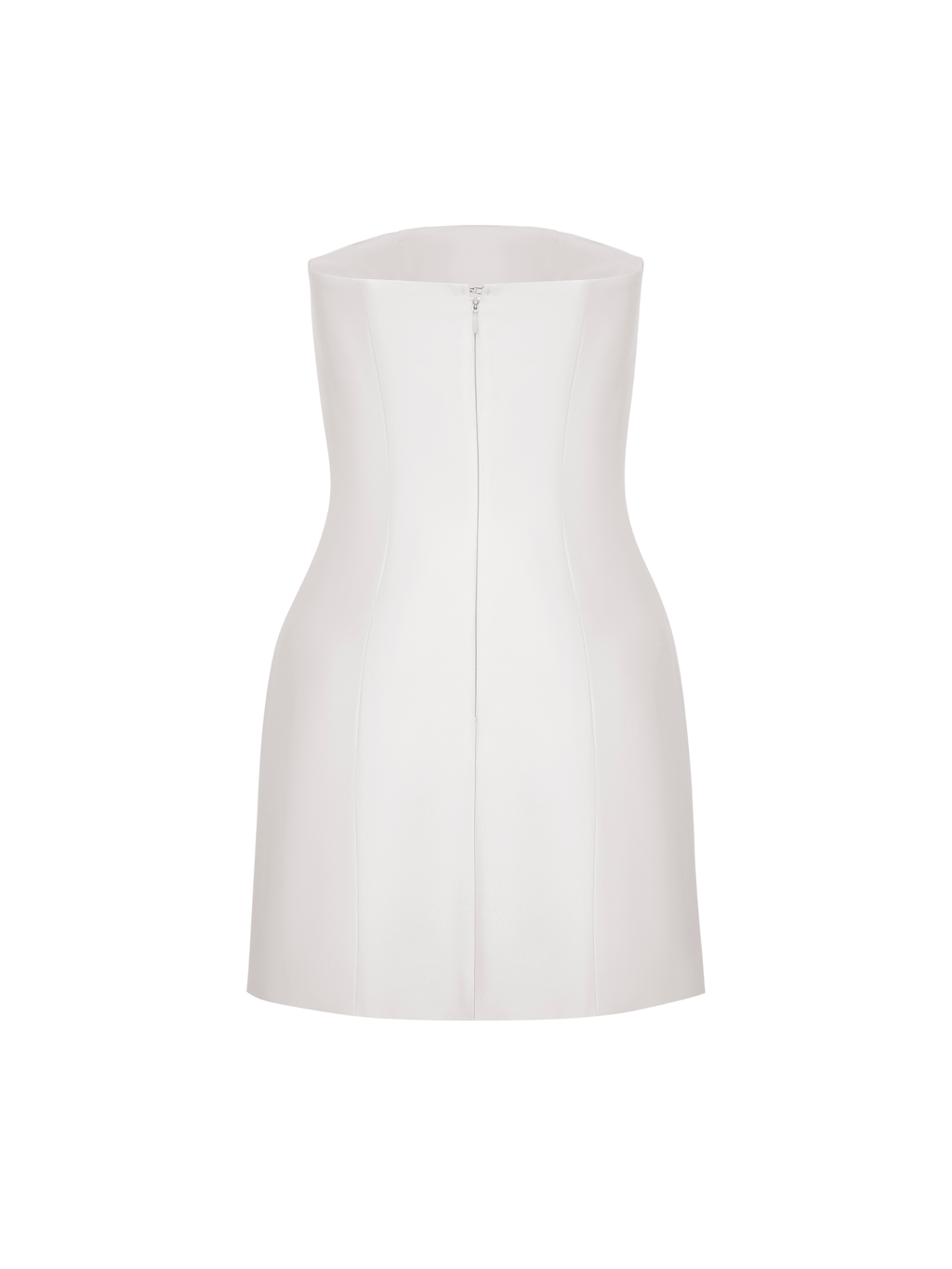 Strapless Mini Dress with Handcrafted 3D Floral Appliqué in White
