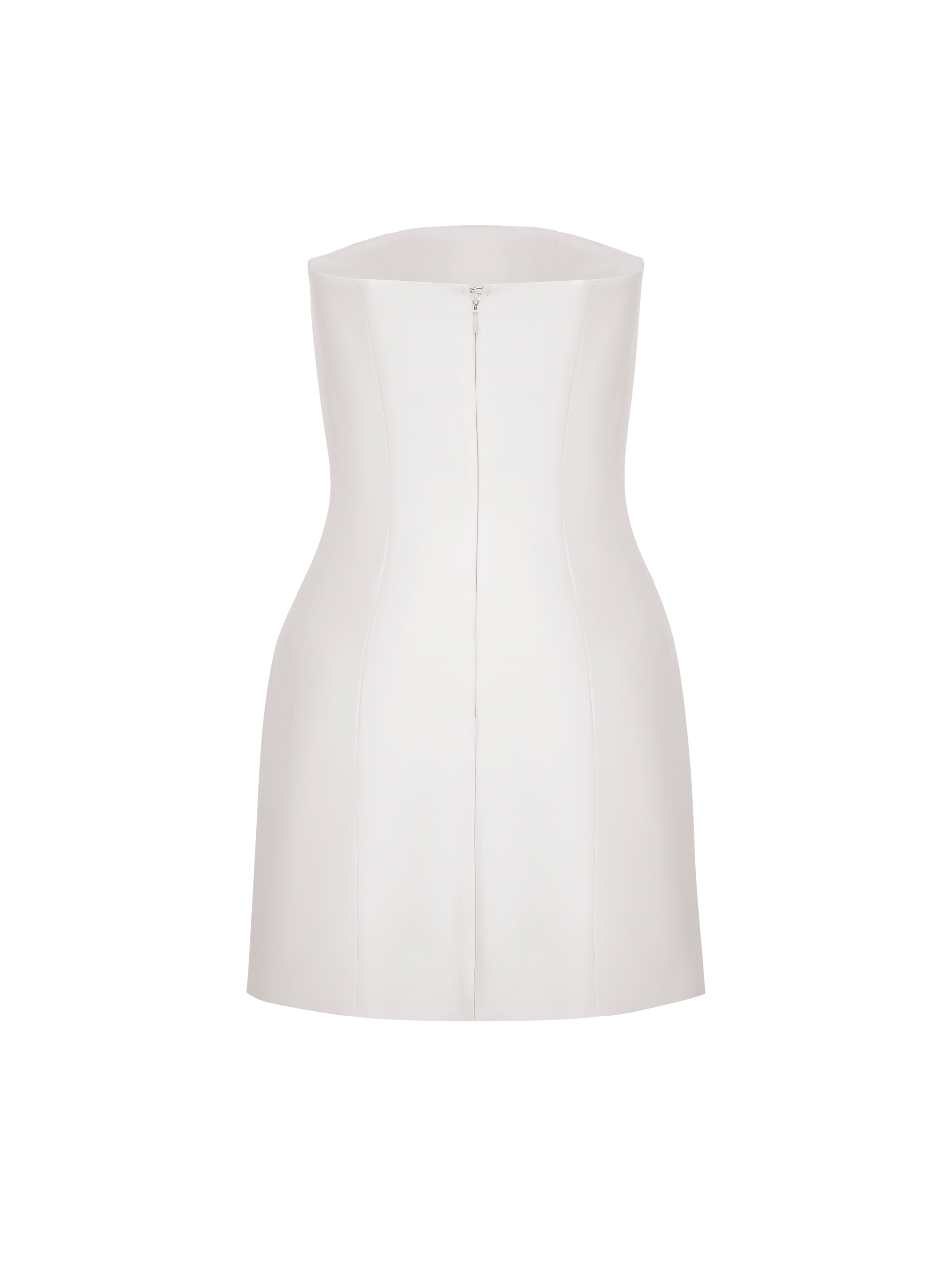 Strapless Mini Dress with Handcrafted 3D Floral Appliqué in White