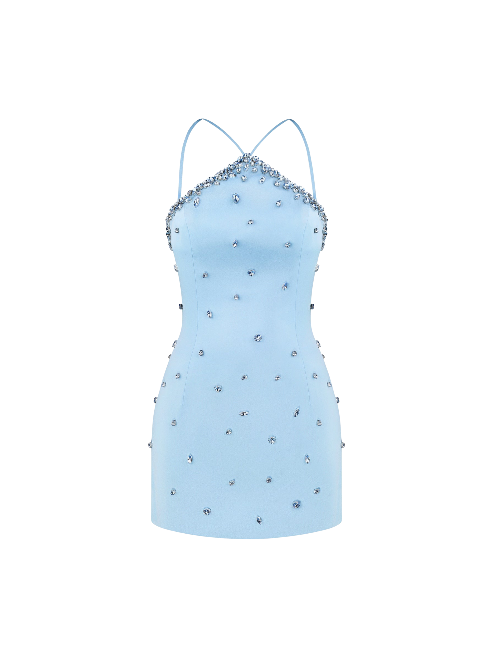 Halter Neck Embellished Mini Dress