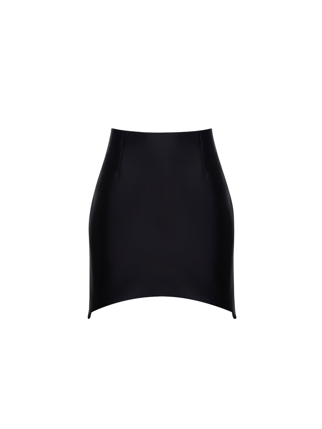 Silk Wool Curved-Hem Mini Skirt