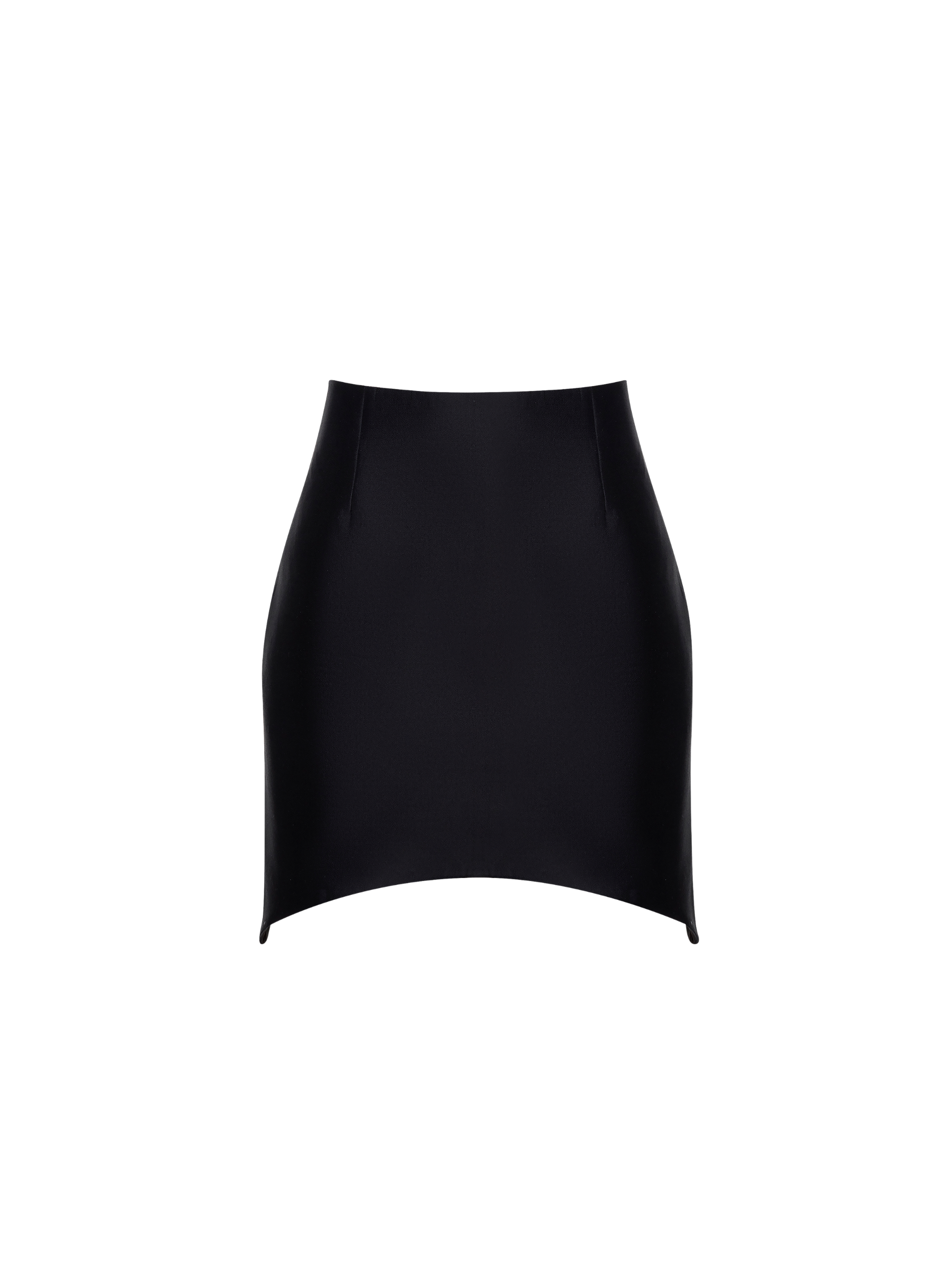 Silk Wool Curved-Hem Mini Skirt