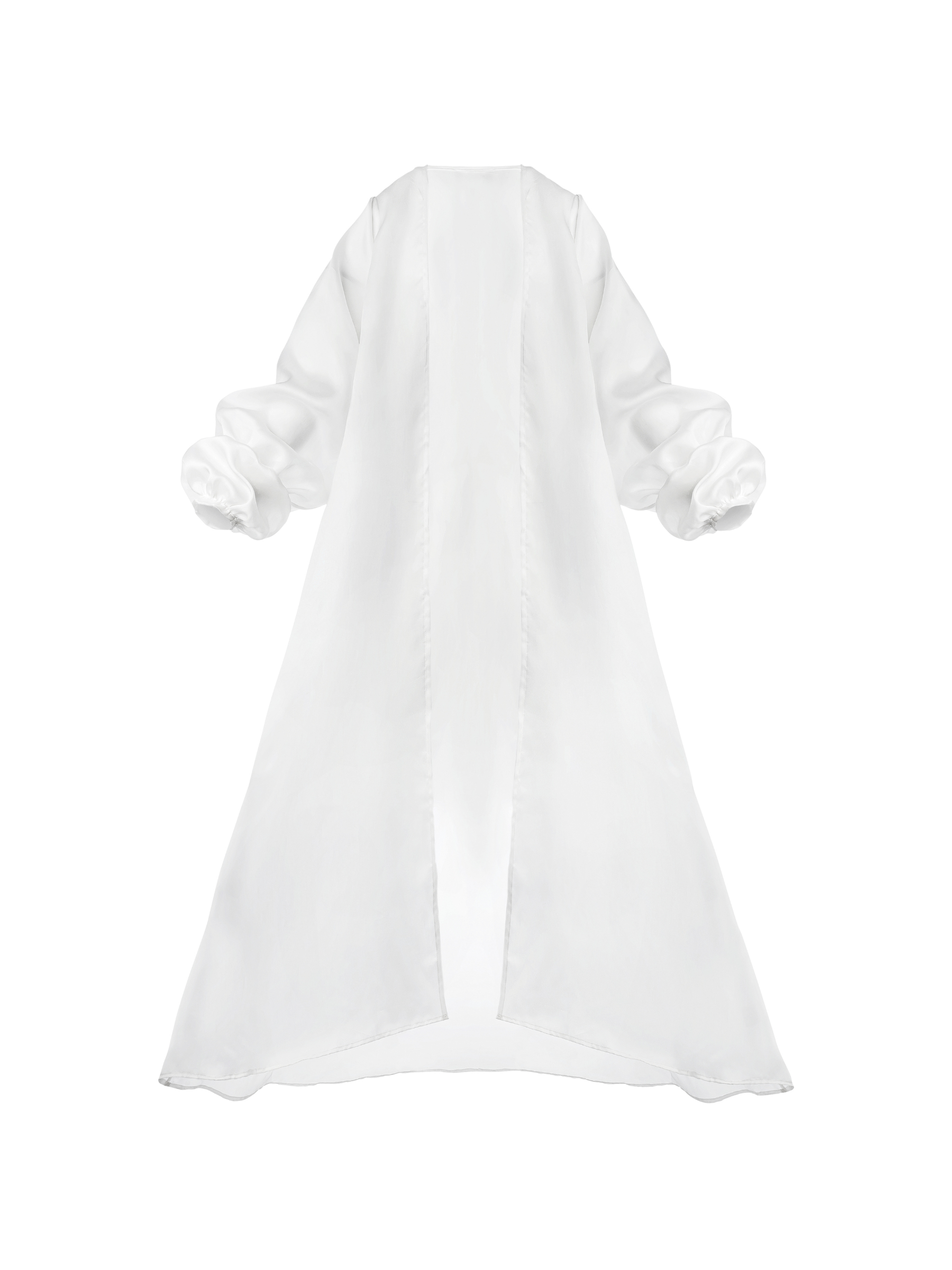 Sheer Silk-Organza Long Sleeve Cape