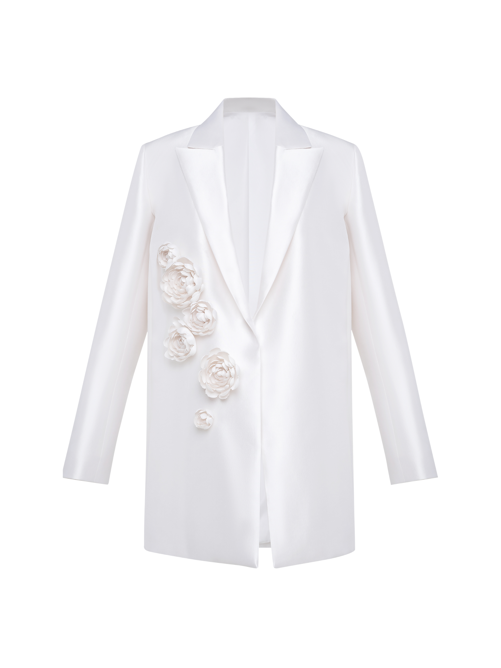 FLORAL EMBELLISHED WOOL AND SILK-BLEND OVERSIZED BLAZER