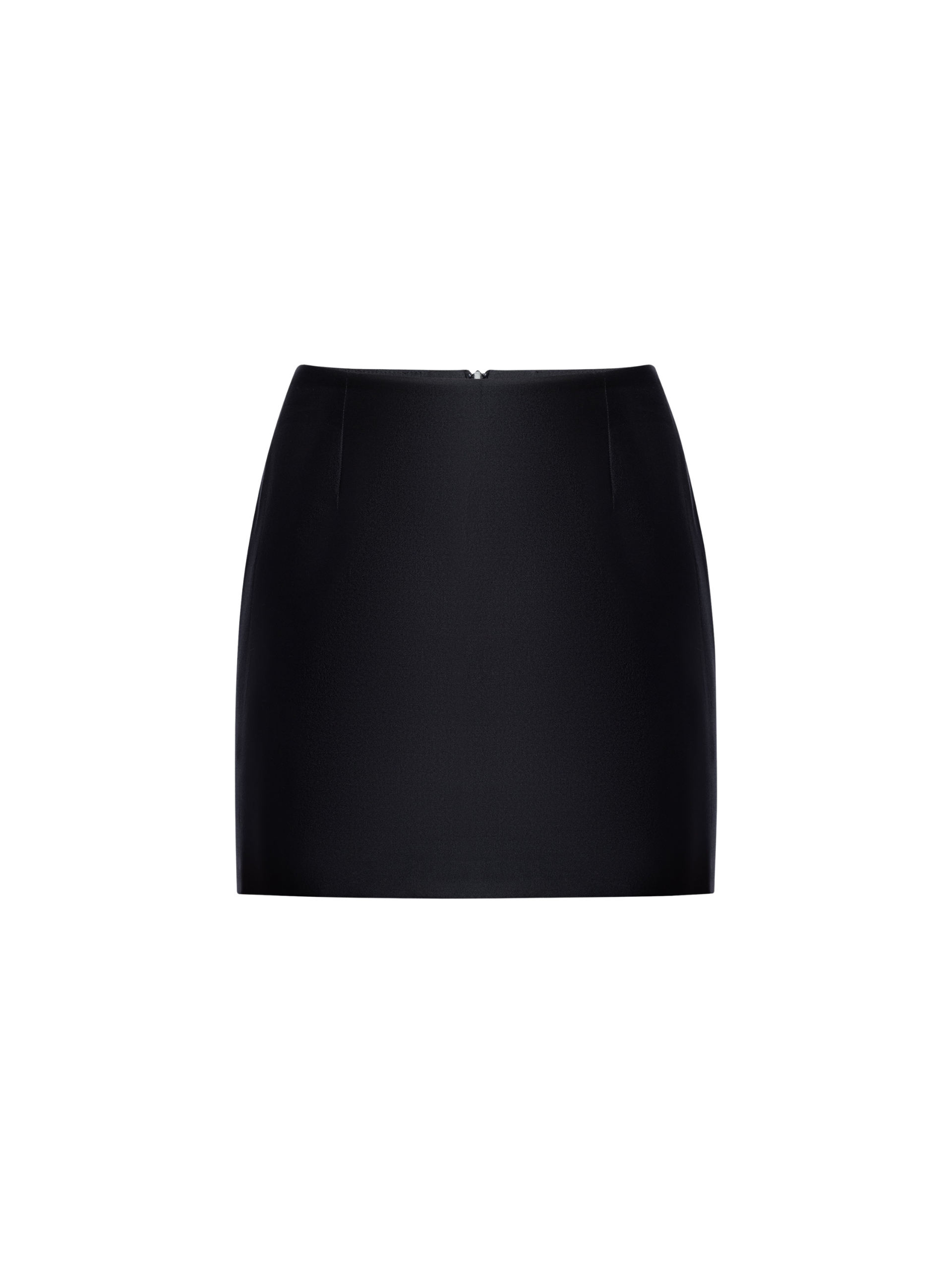 Silk Wool Mini Skirt in Black