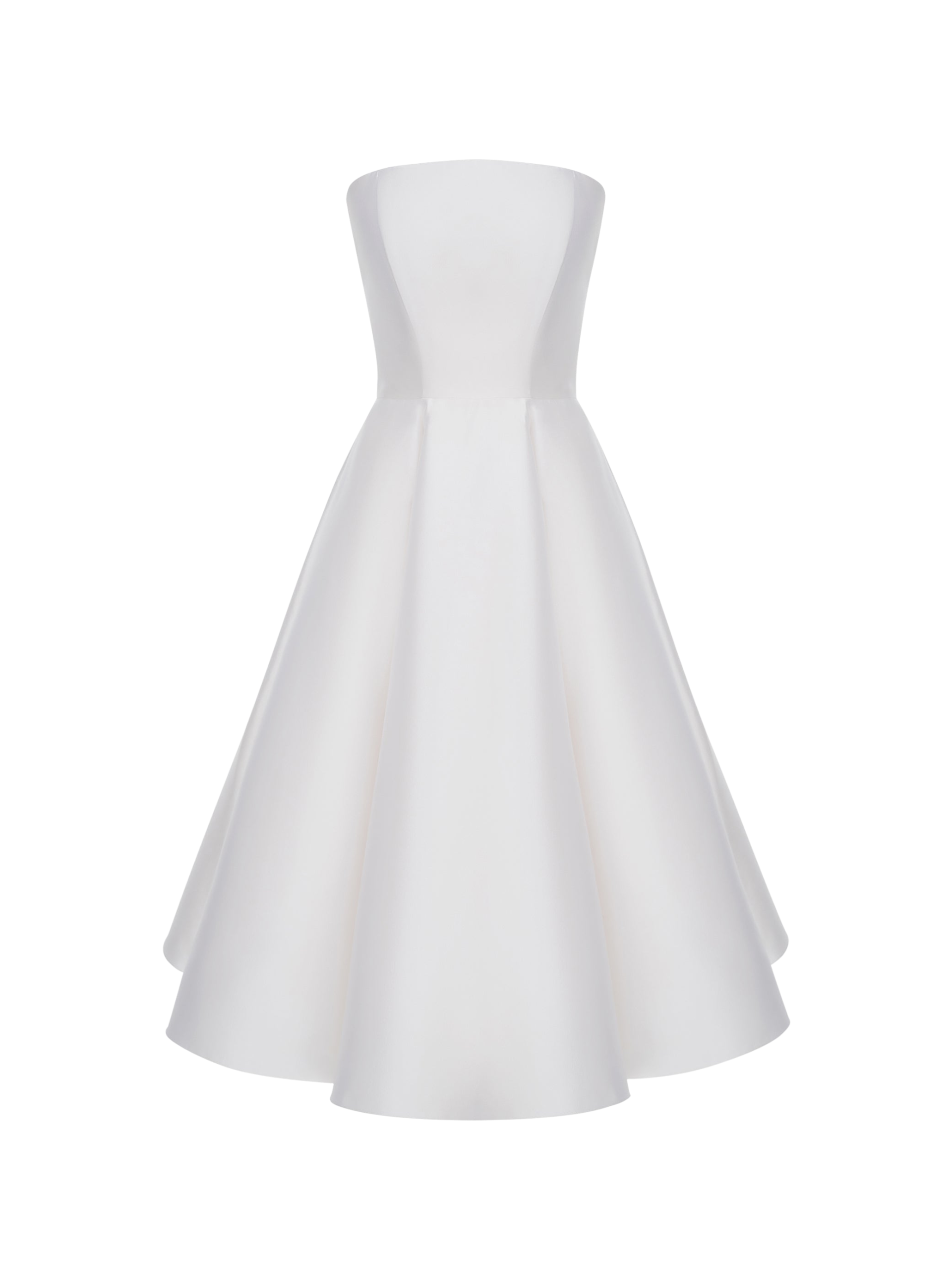 Strapless Silk and Wool Midi Dress