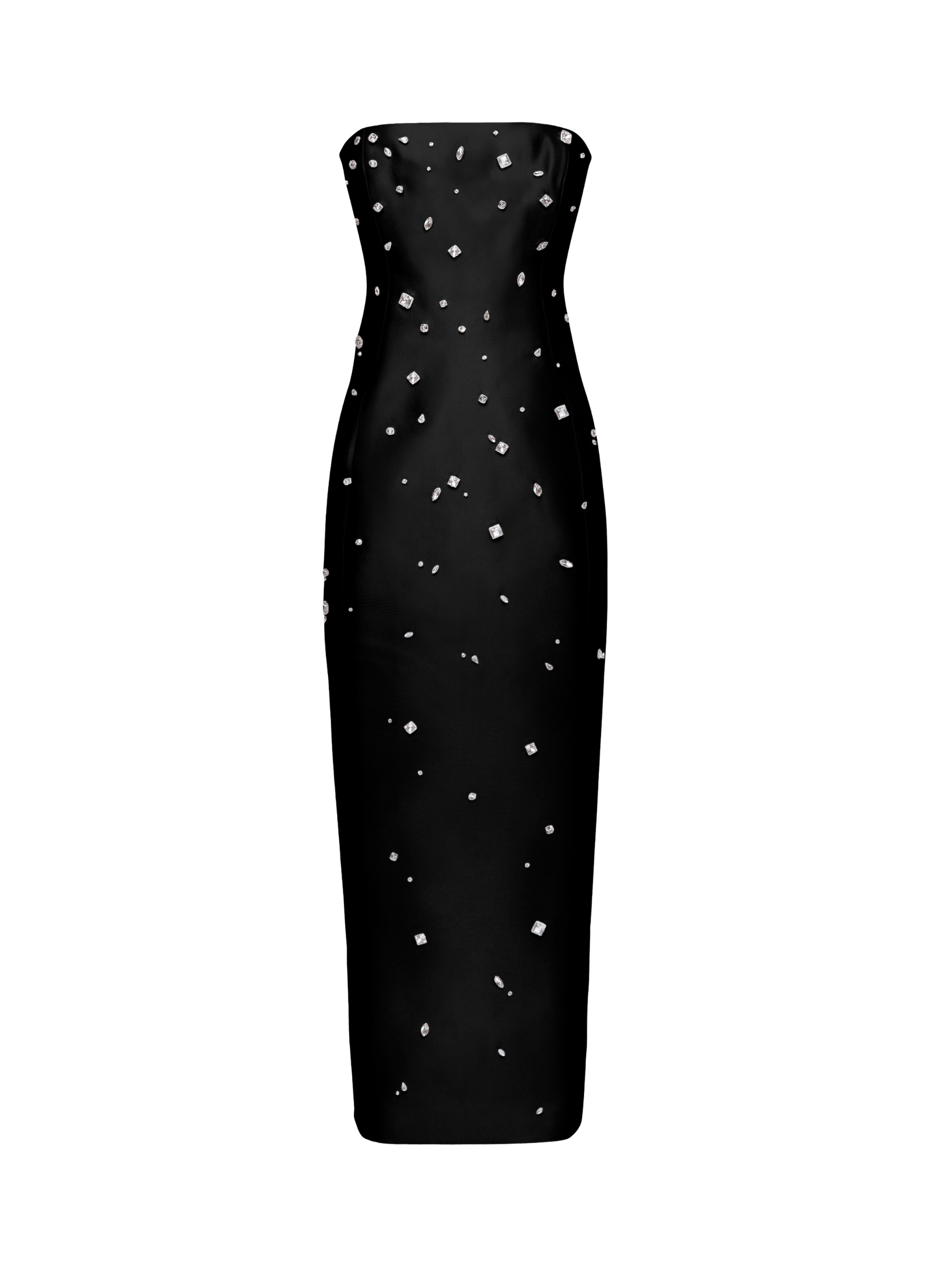 Crystal Strapless Maxi Dress in Black
