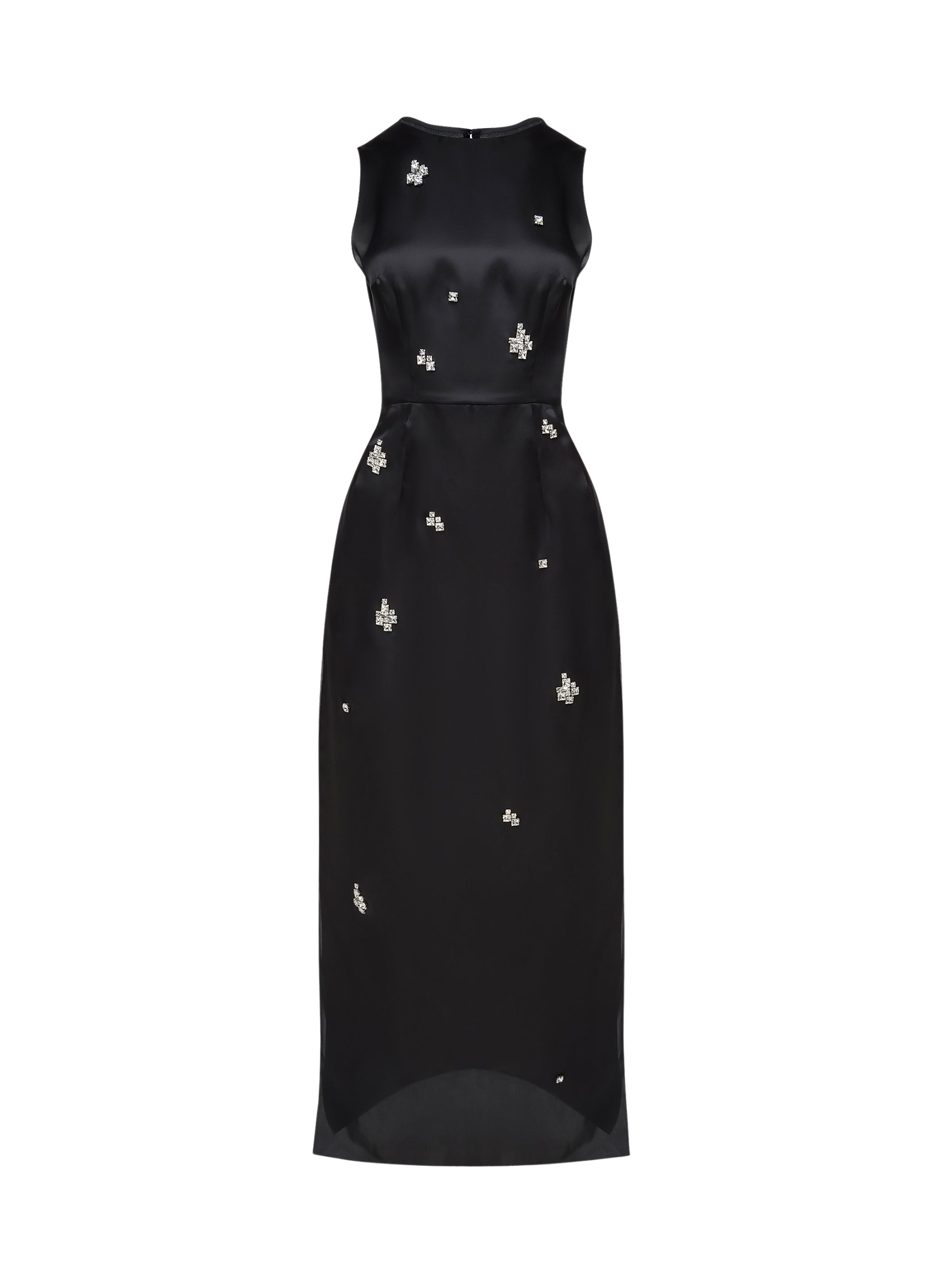 Silk Organza Column Dress with Jewel Embellishments