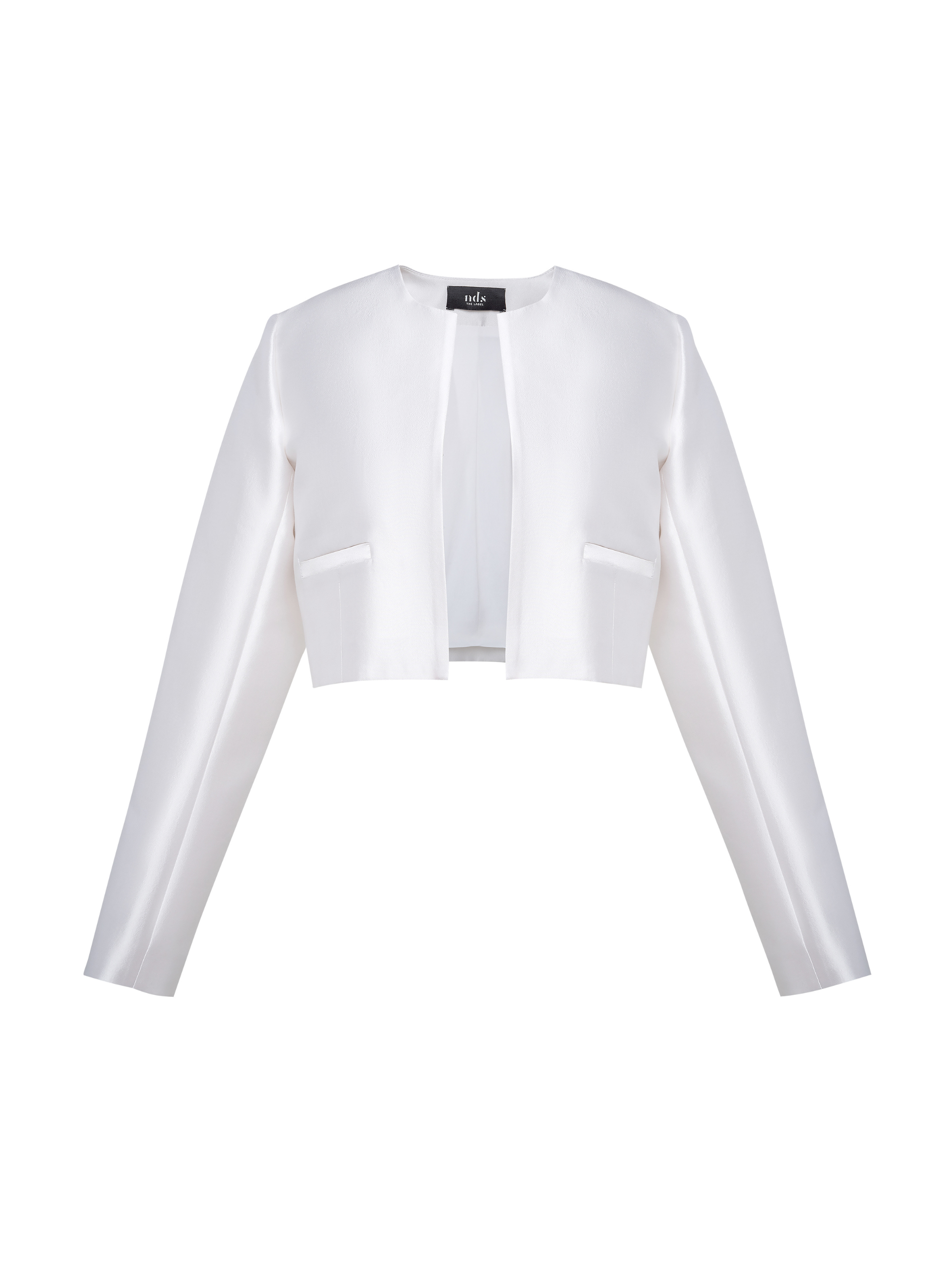 Boxy Crop Blazer in Wool & Silk