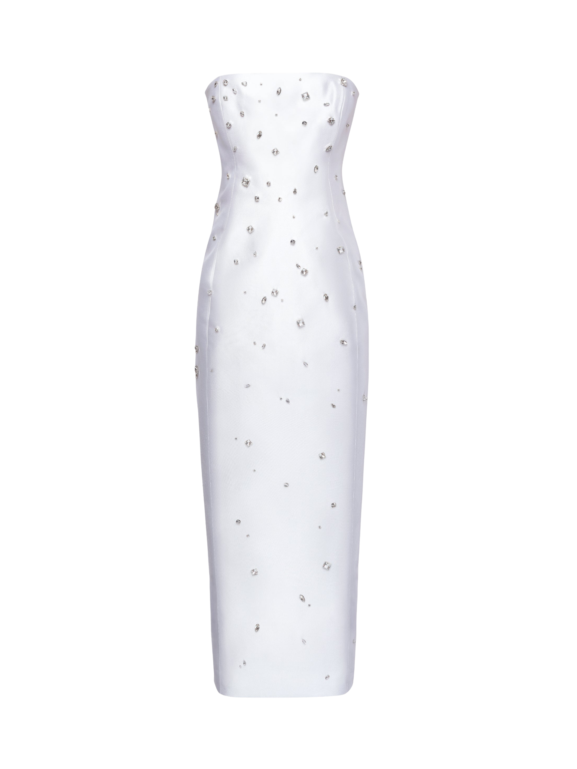Crystal Strapless Maxi Dress in White