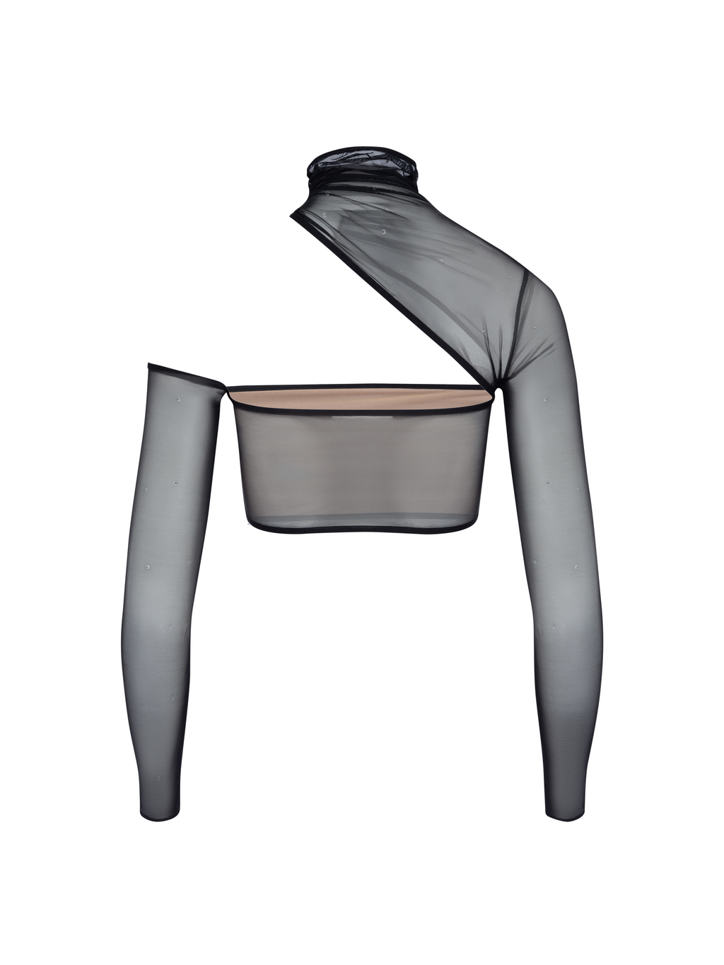 Open Shoulder Embellished Mesh Top