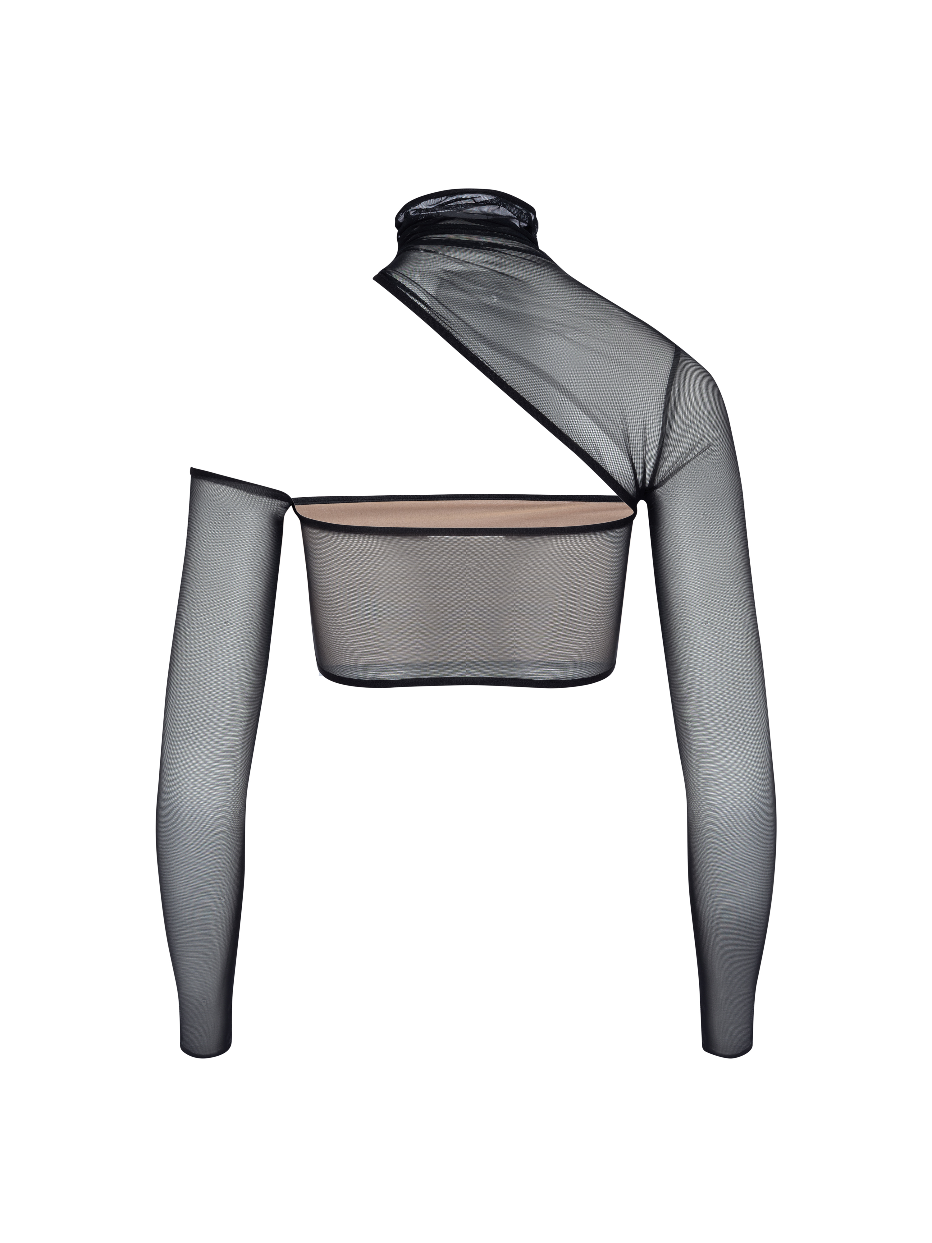 Open Shoulder Embellished Mesh Top