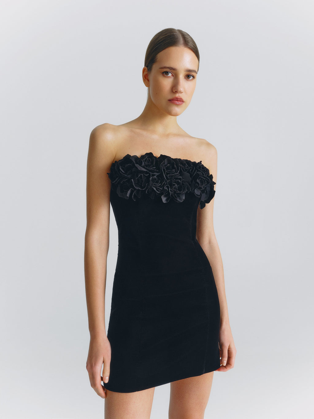 Strapless Velour Mini Dress