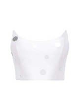 Strapless White Corset Top with Mirror Embellishments