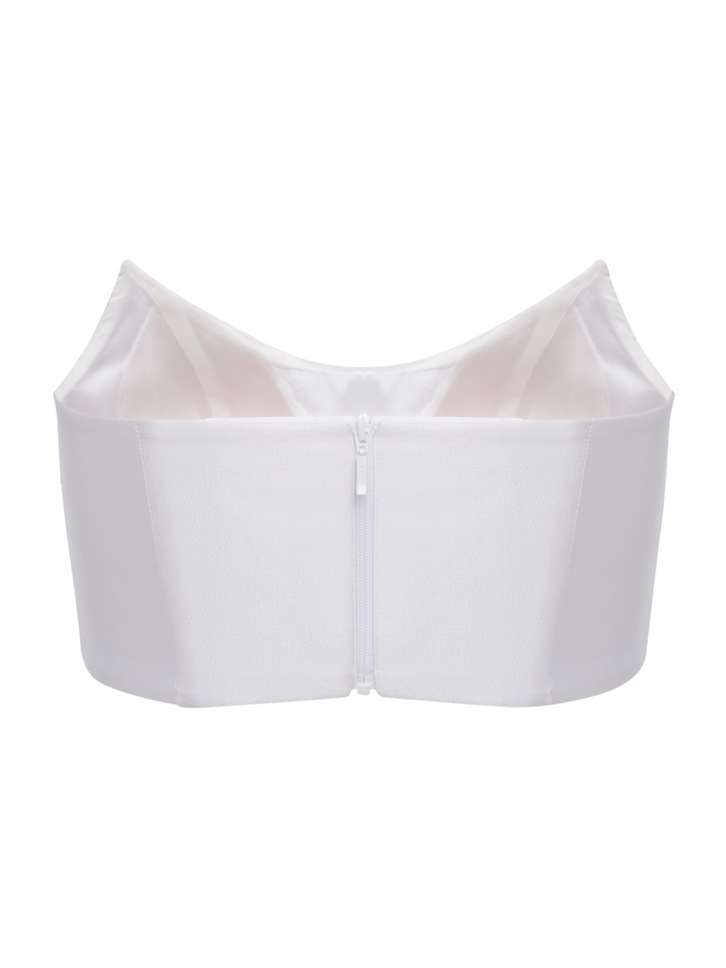 Strapless White Corset Top with Mirror Embellishments