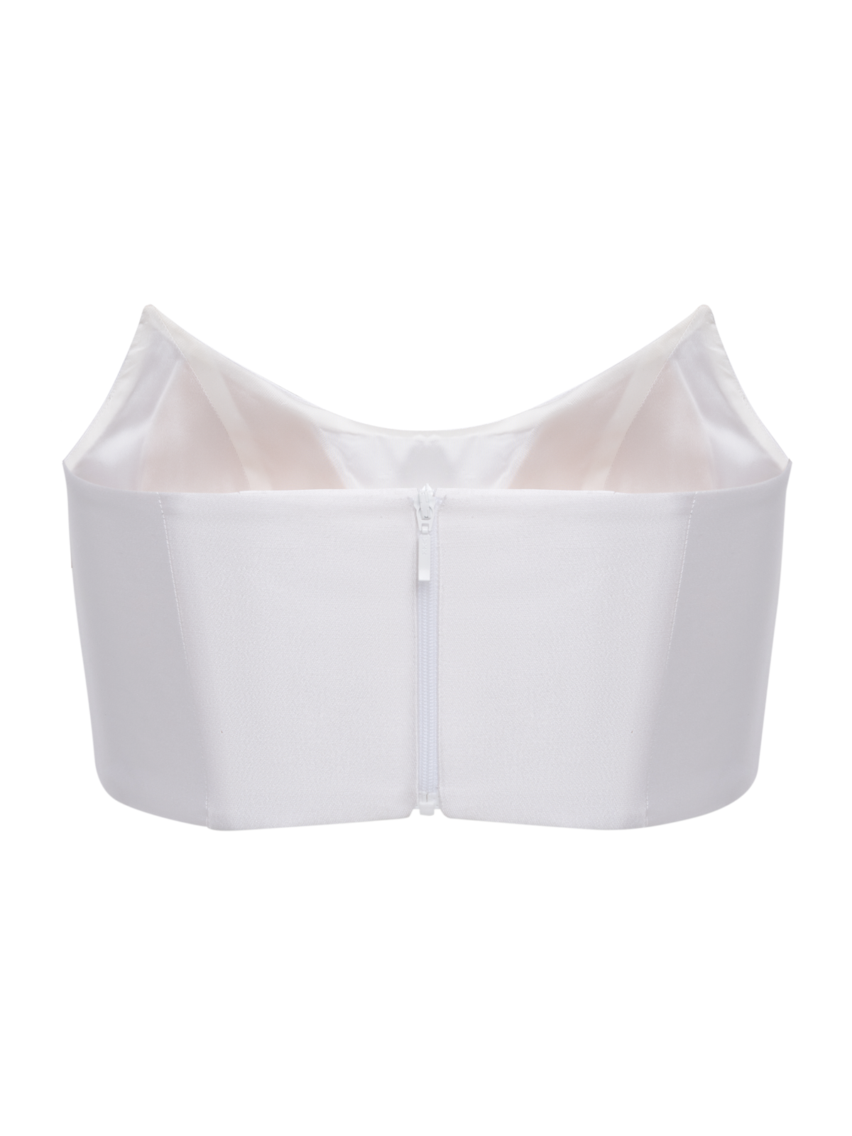 Strapless White Corset Top with Mirror Embellishments