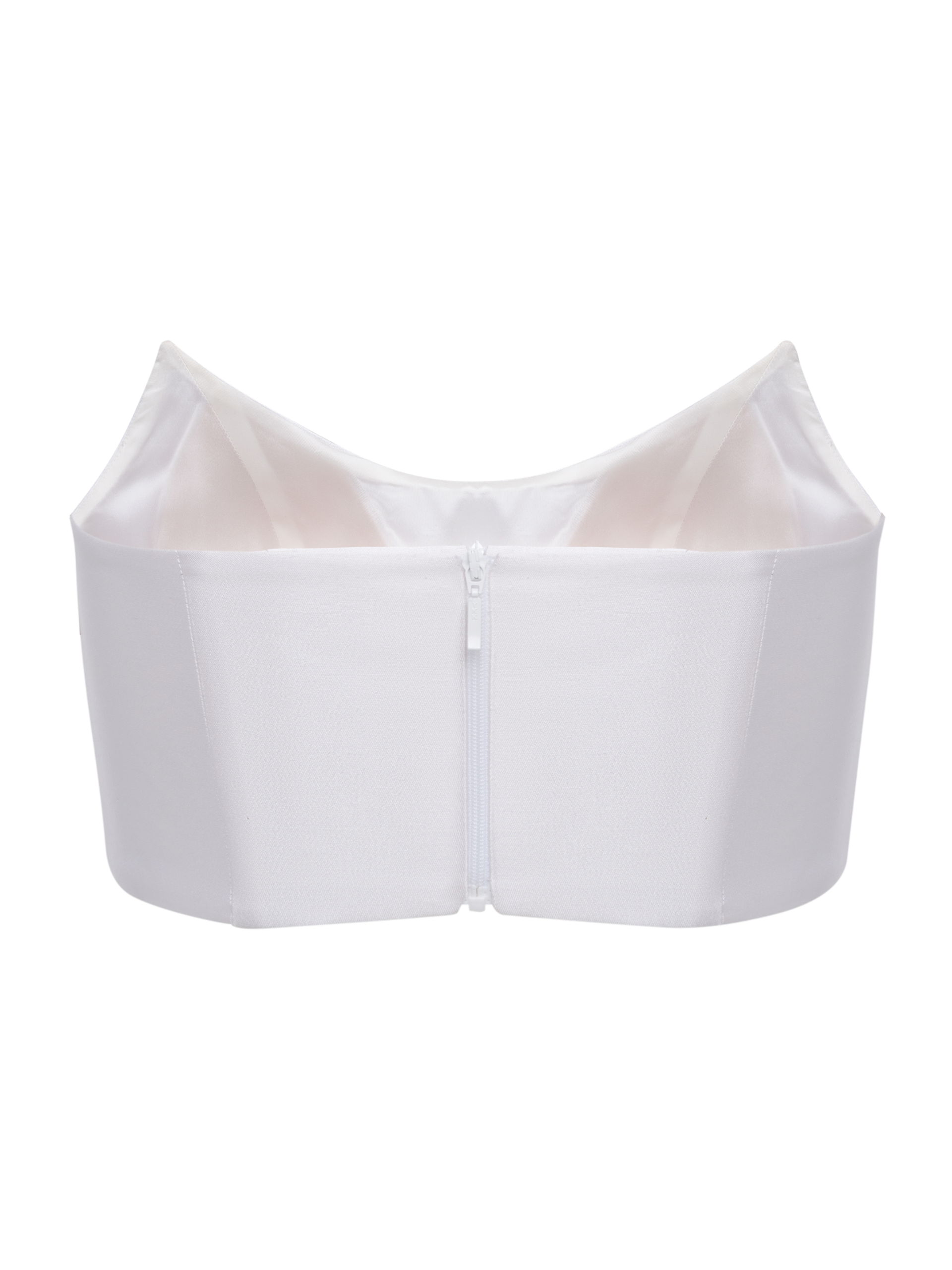 Strapless White Corset Top with Mirror Embellishments