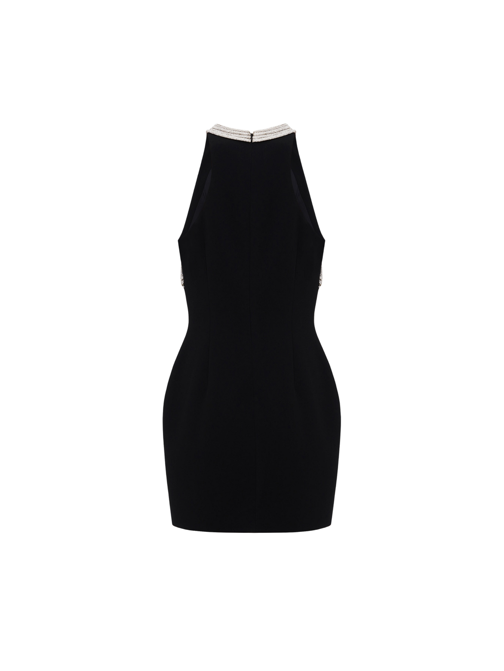 Embellished Halter Mini Dress in Black