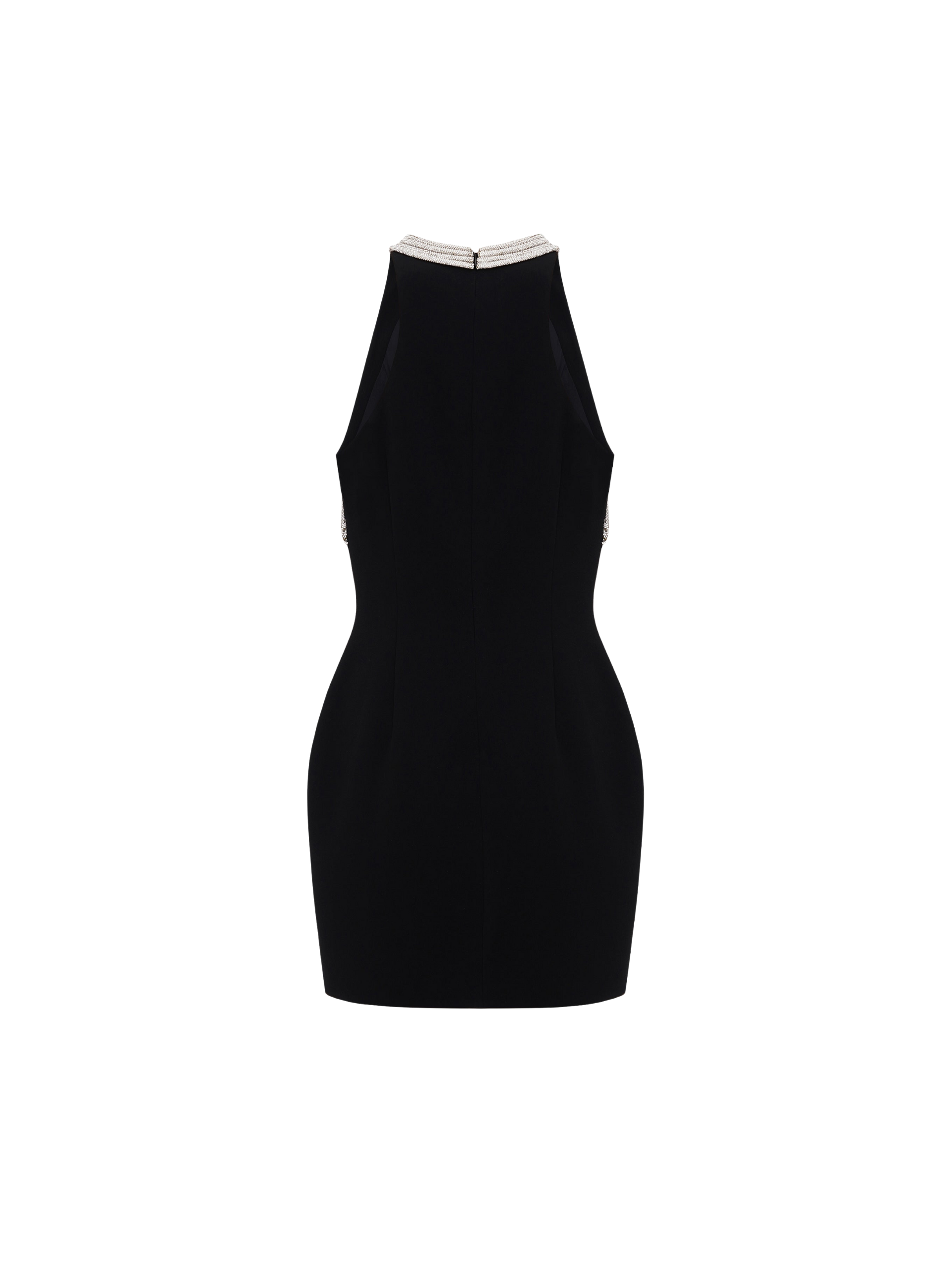 Embellished Halter Mini Dress in Black