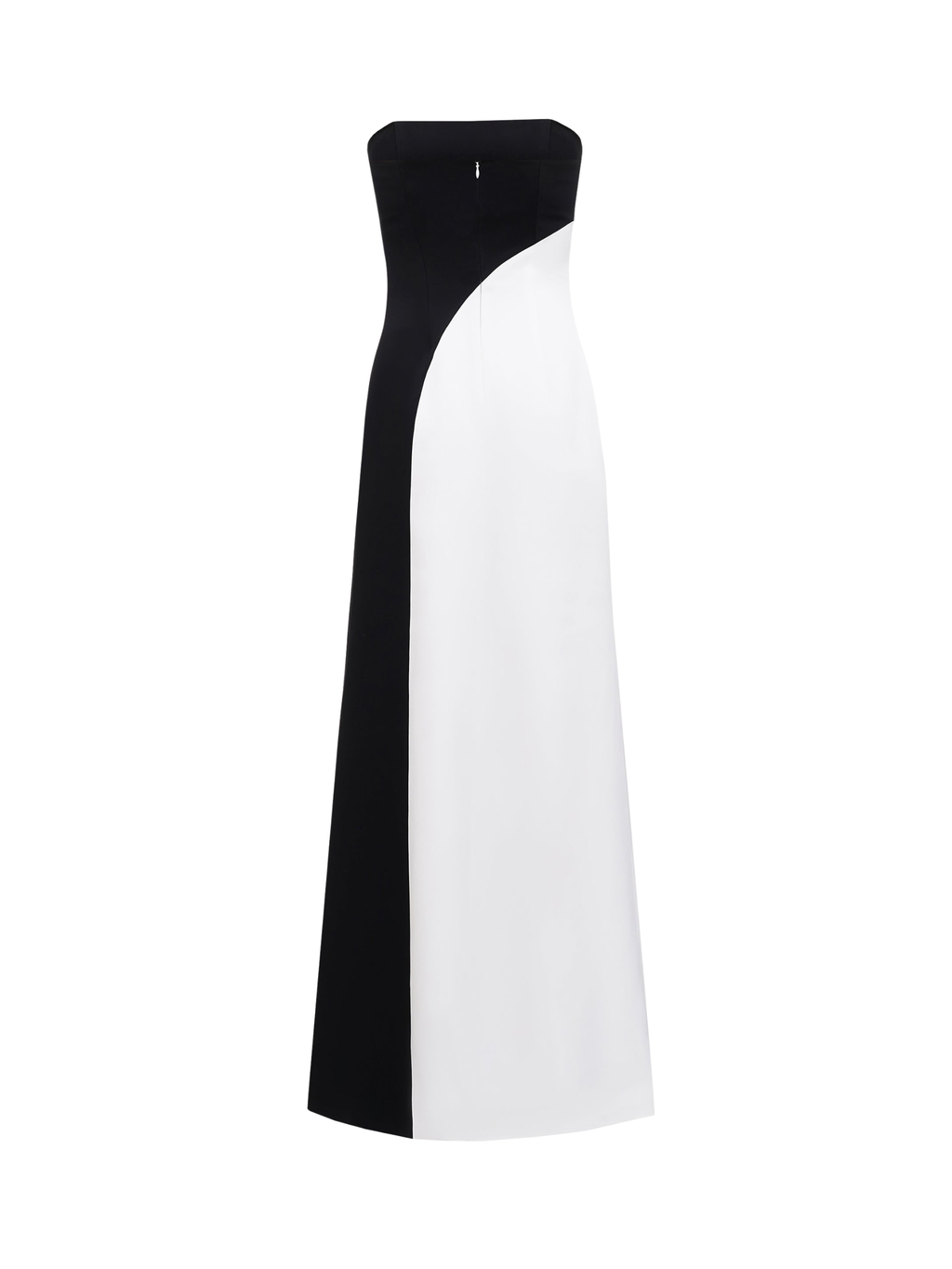 Strapless Black and White Two-Tone Maxi Dress