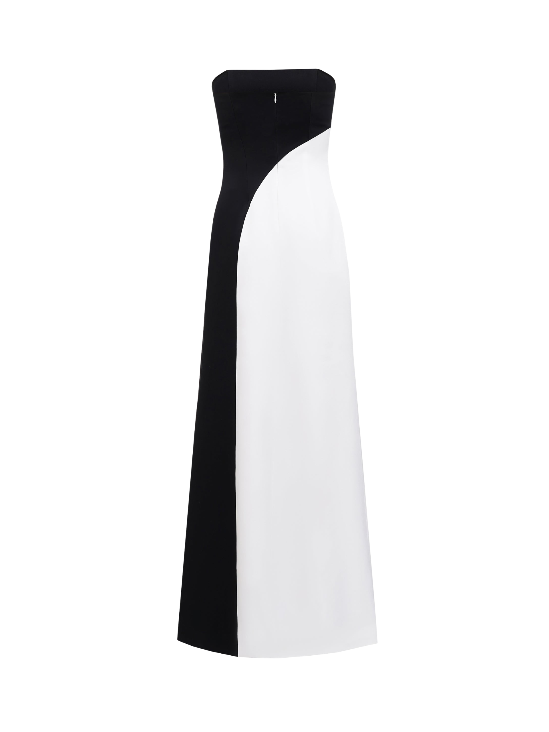 Strapless Black and White Two-Tone Maxi Dress