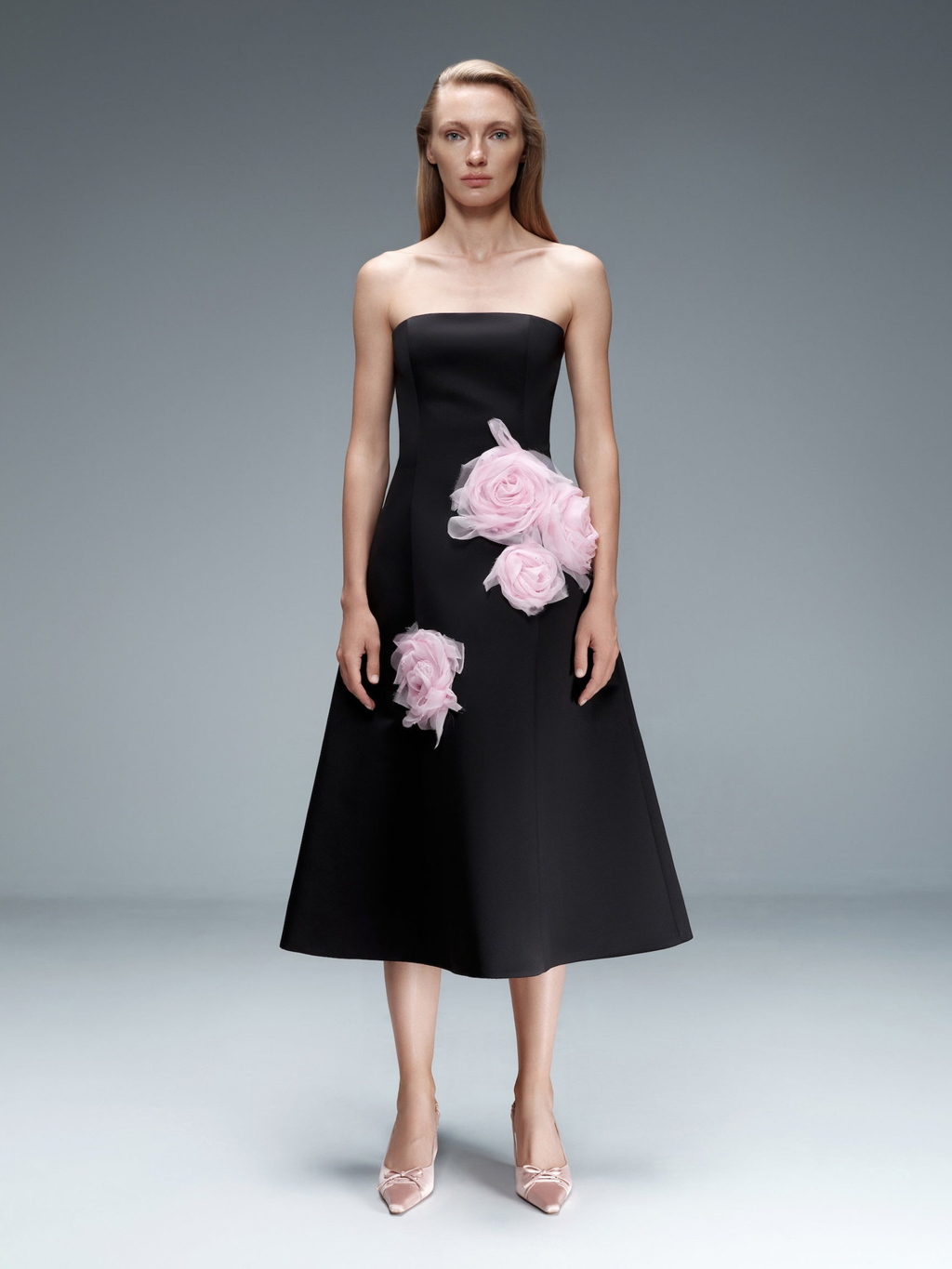 Midi Floral Appliqué Dress