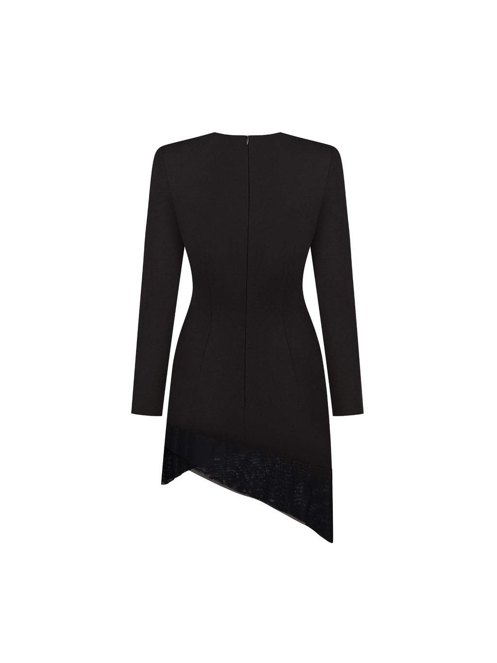 SAMPLE: Asymmetrical Mini Dress with Crystal Rose Embellishments