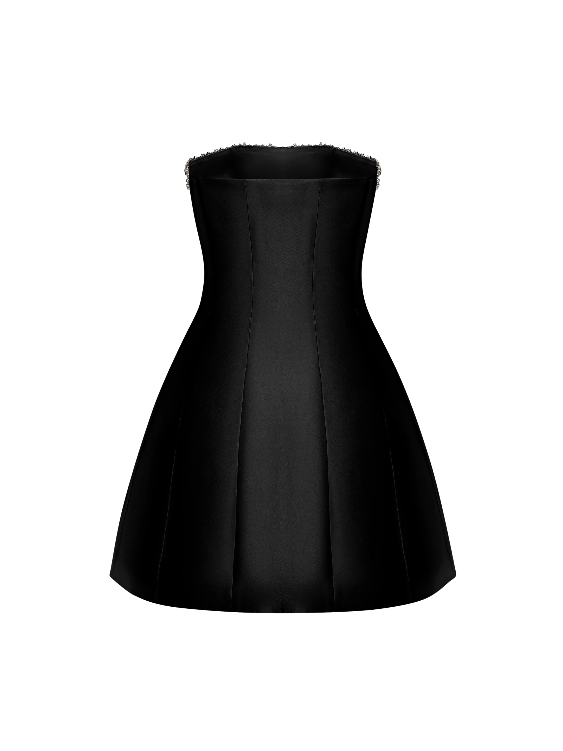 Crystal Embellished Strapless Mini Dress in Black