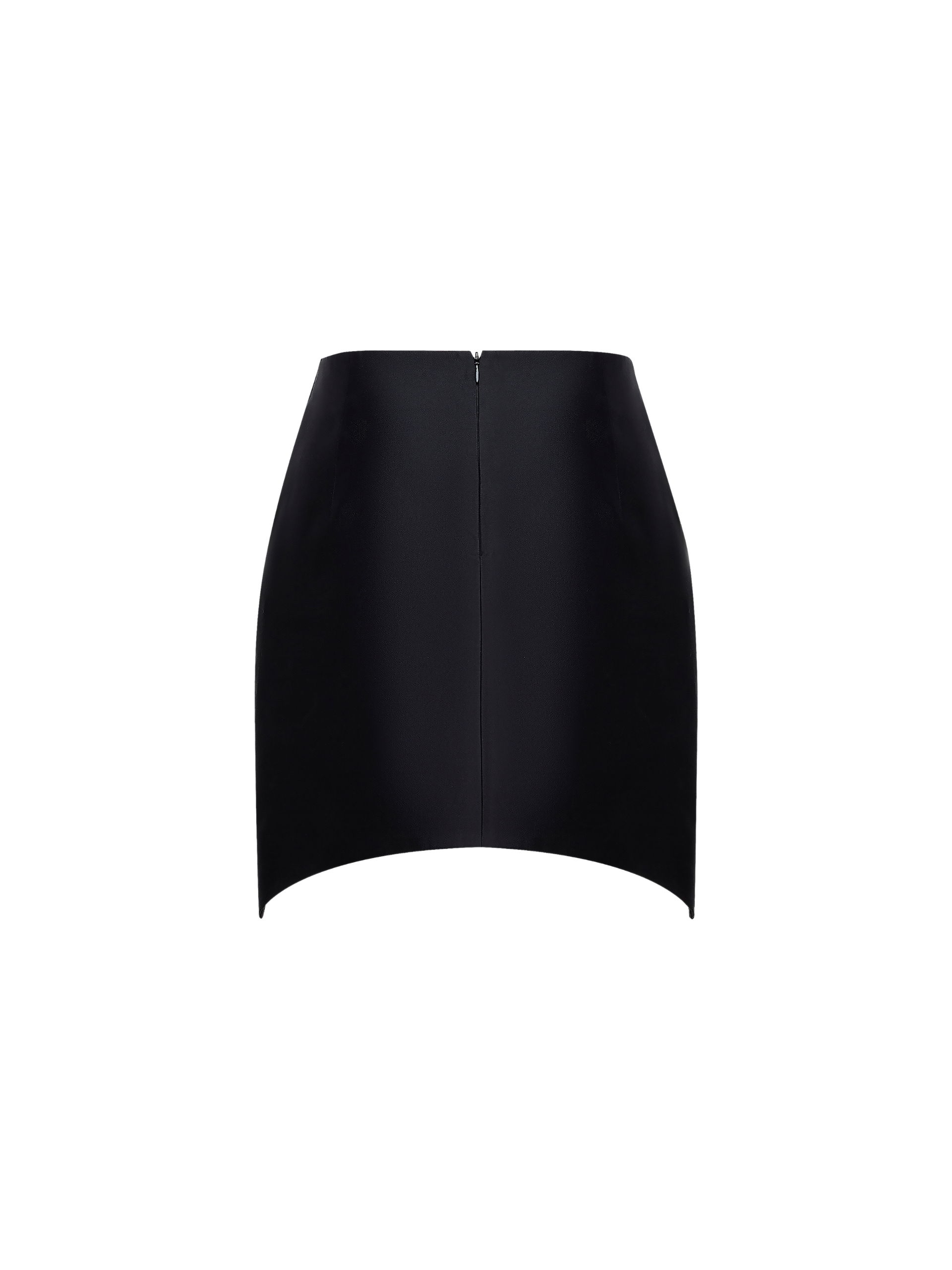 Silk Wool Curved-Hem Mini Skirt