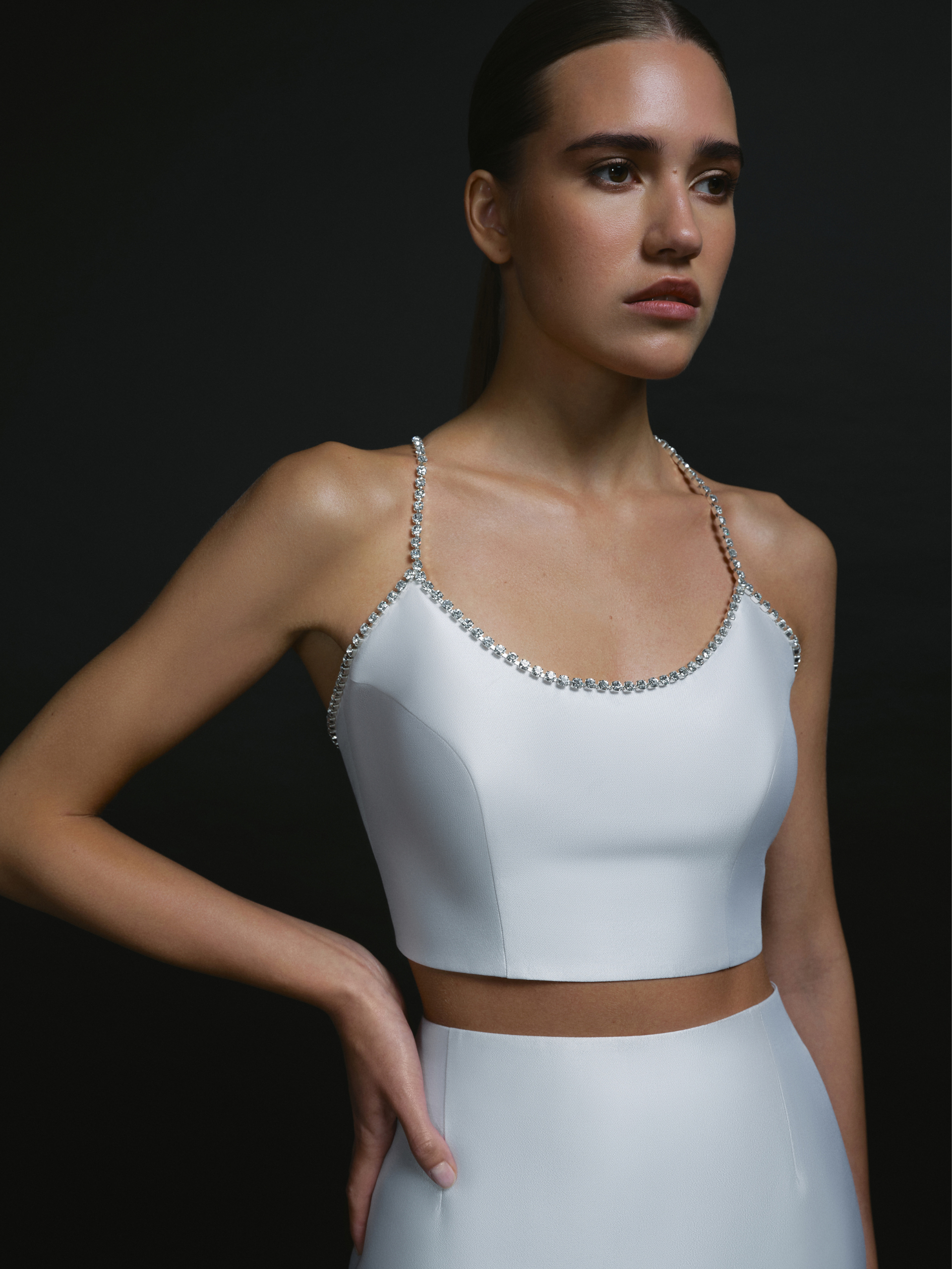 Architectural Crystal Strap Top