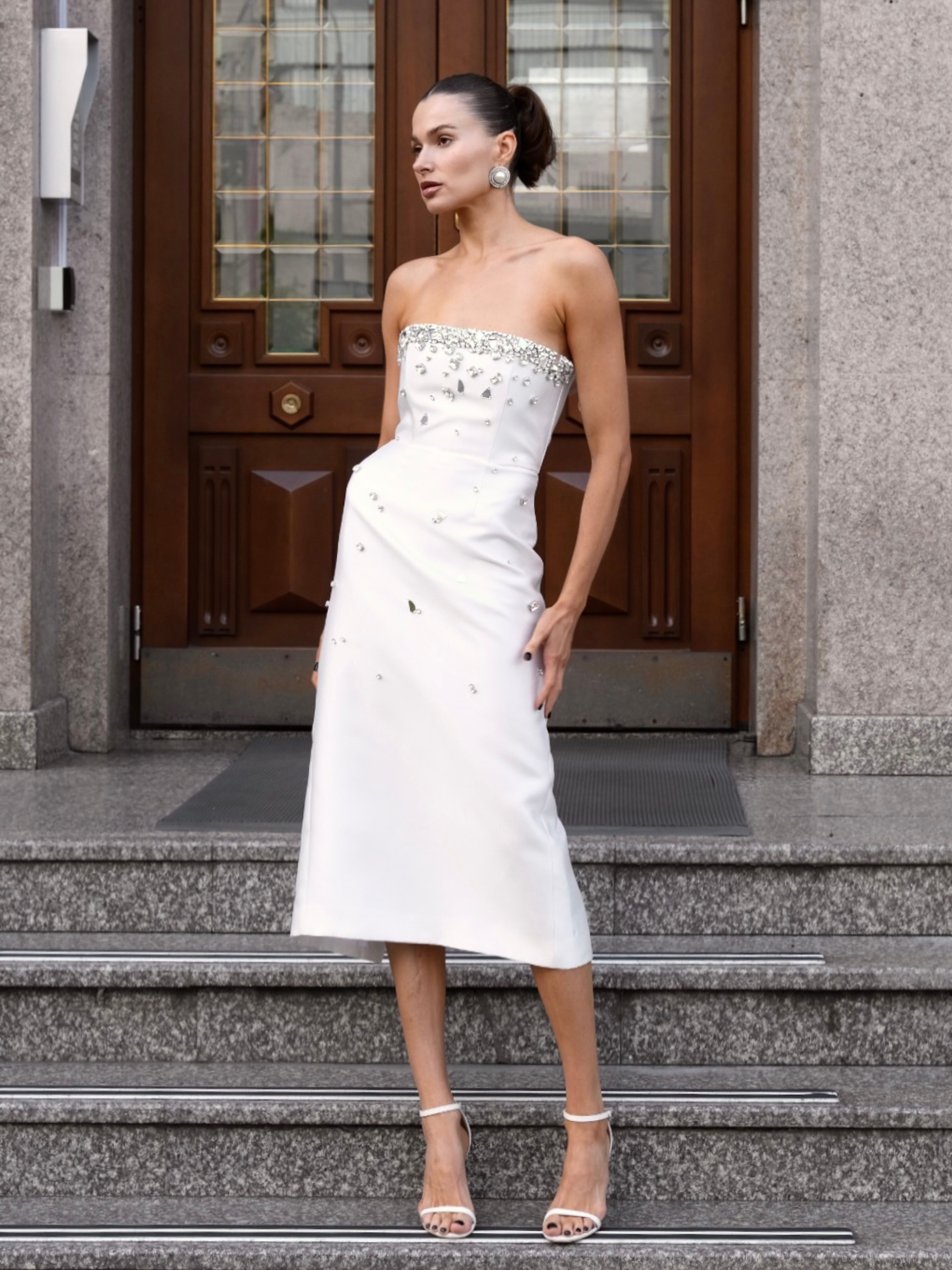 Crystal-Embellished Midi Dress