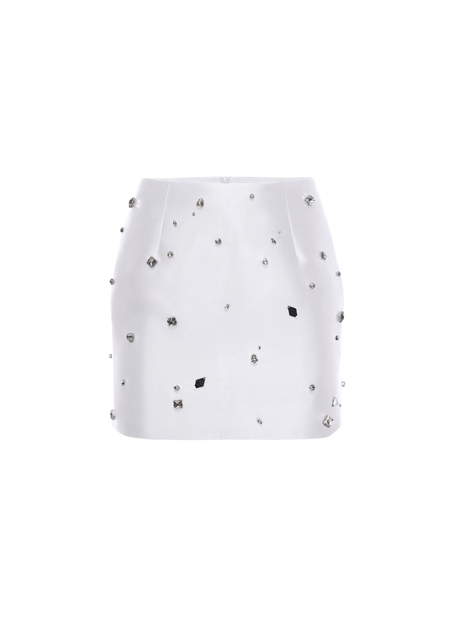 Crystal-Embellished Mini Skirt in White