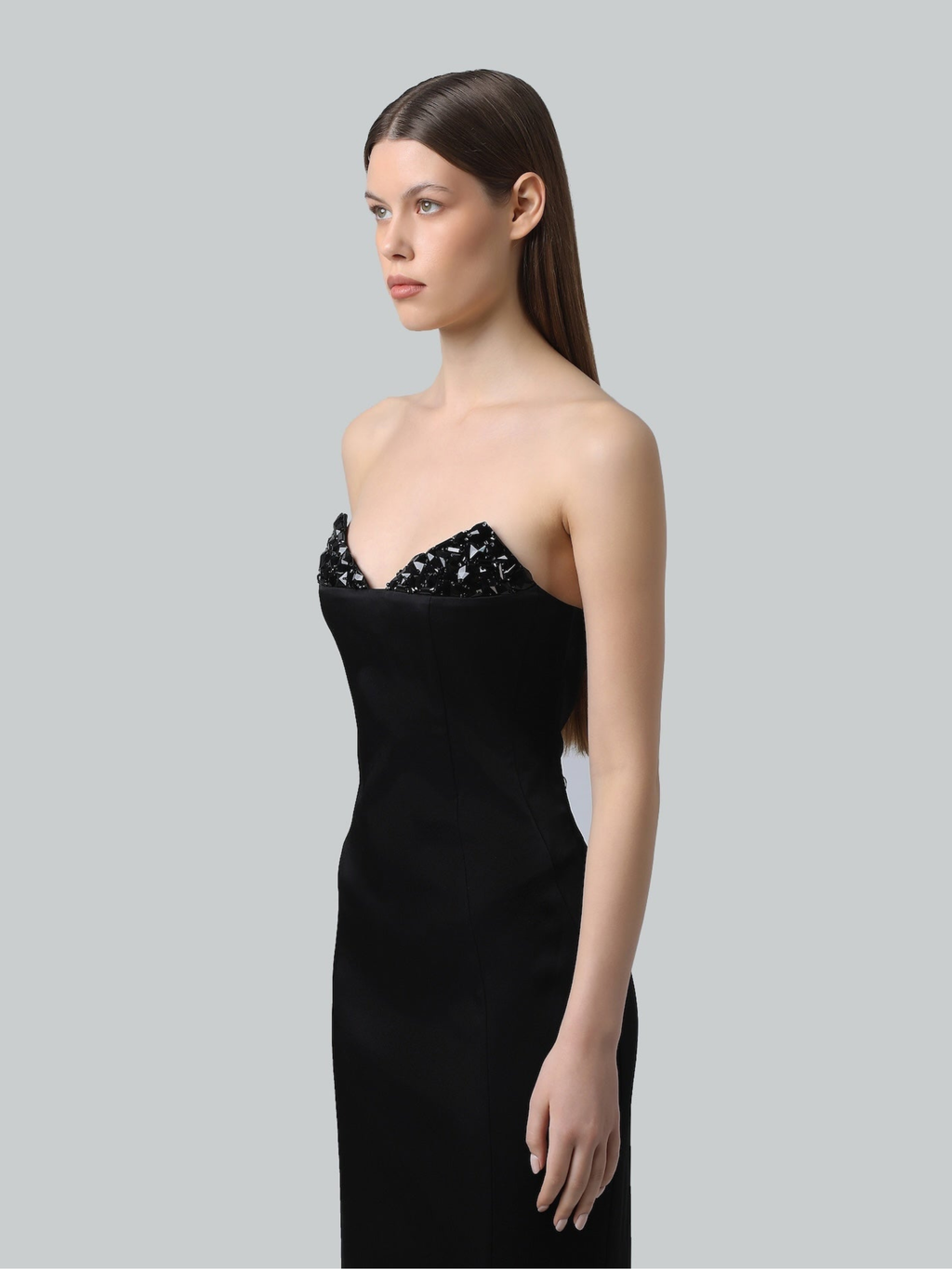 Crystal-Detailed Strapless Dress