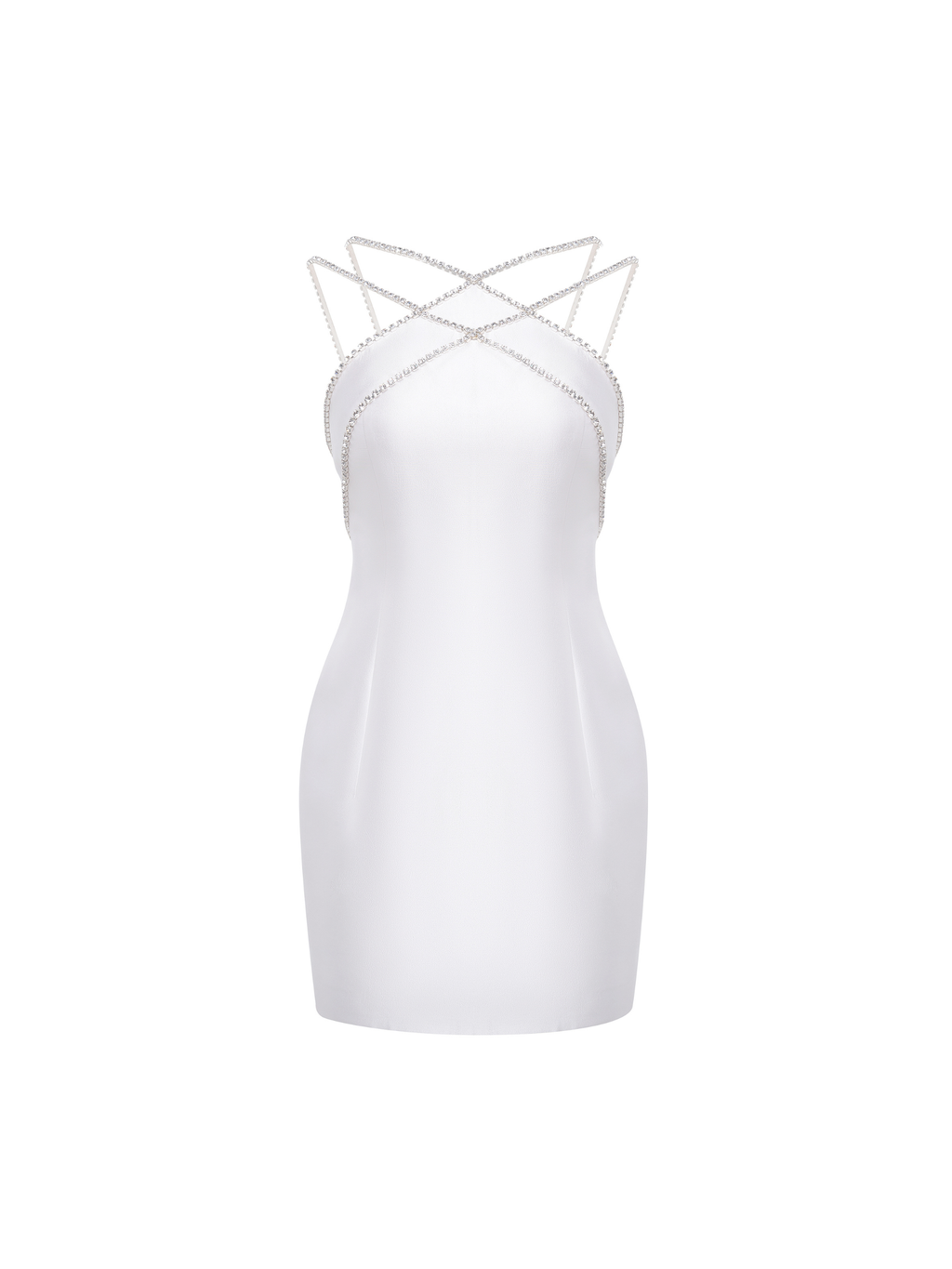 Crystal-Trim Silk Wool Mini Dress