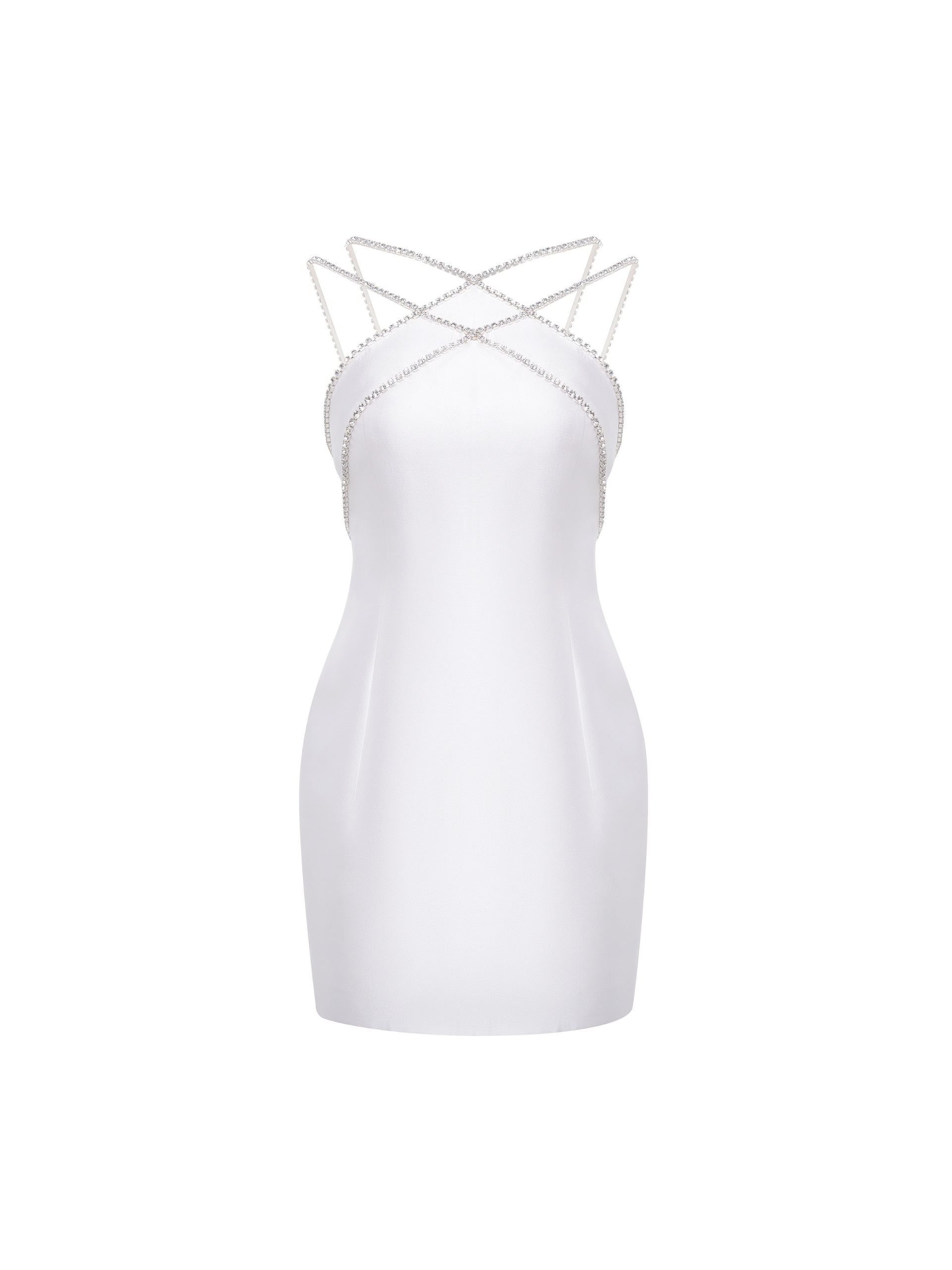 Crystal-Trim Silk Wool Mini Dress