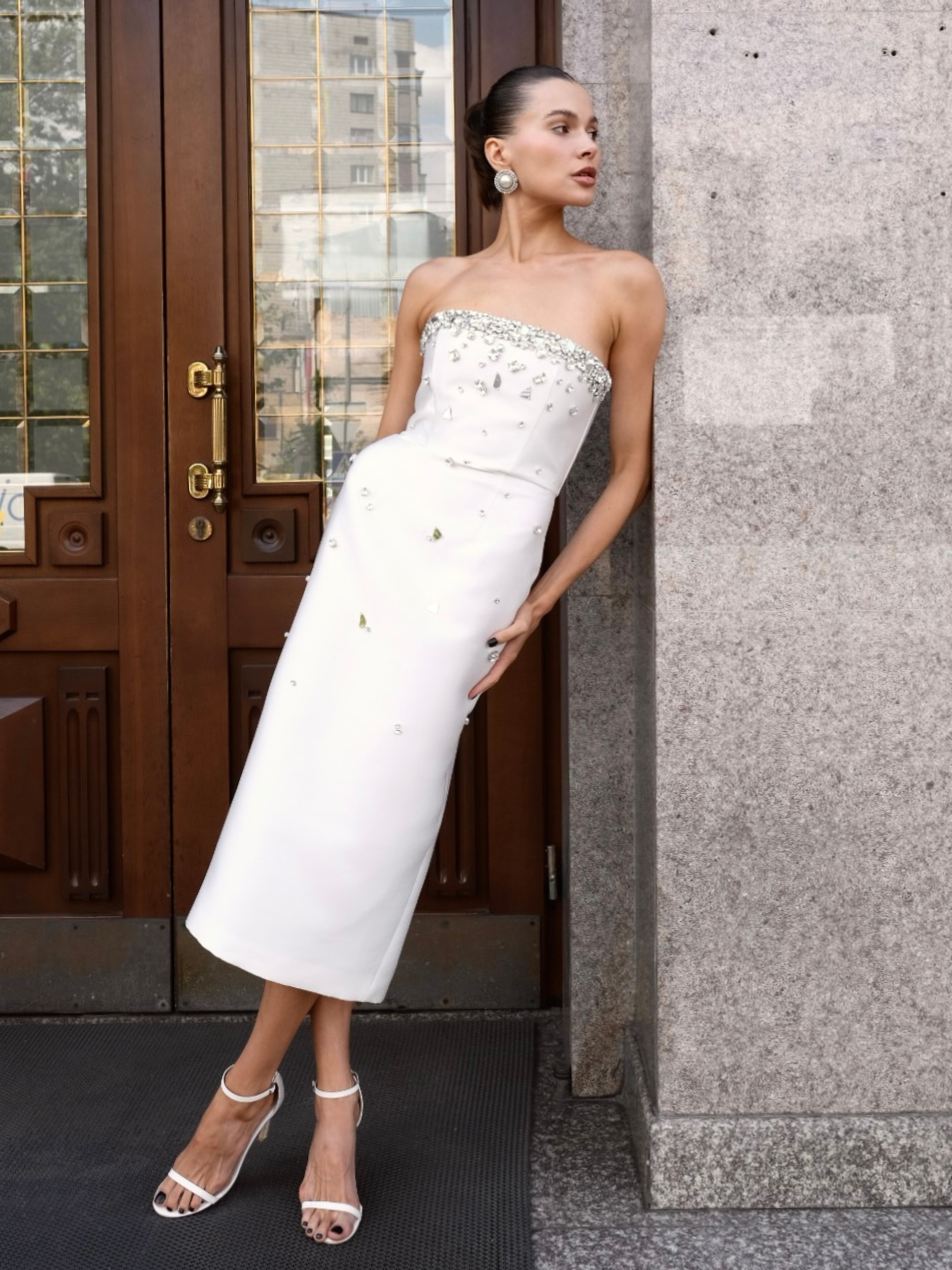 Crystal-Embellished Midi Dress