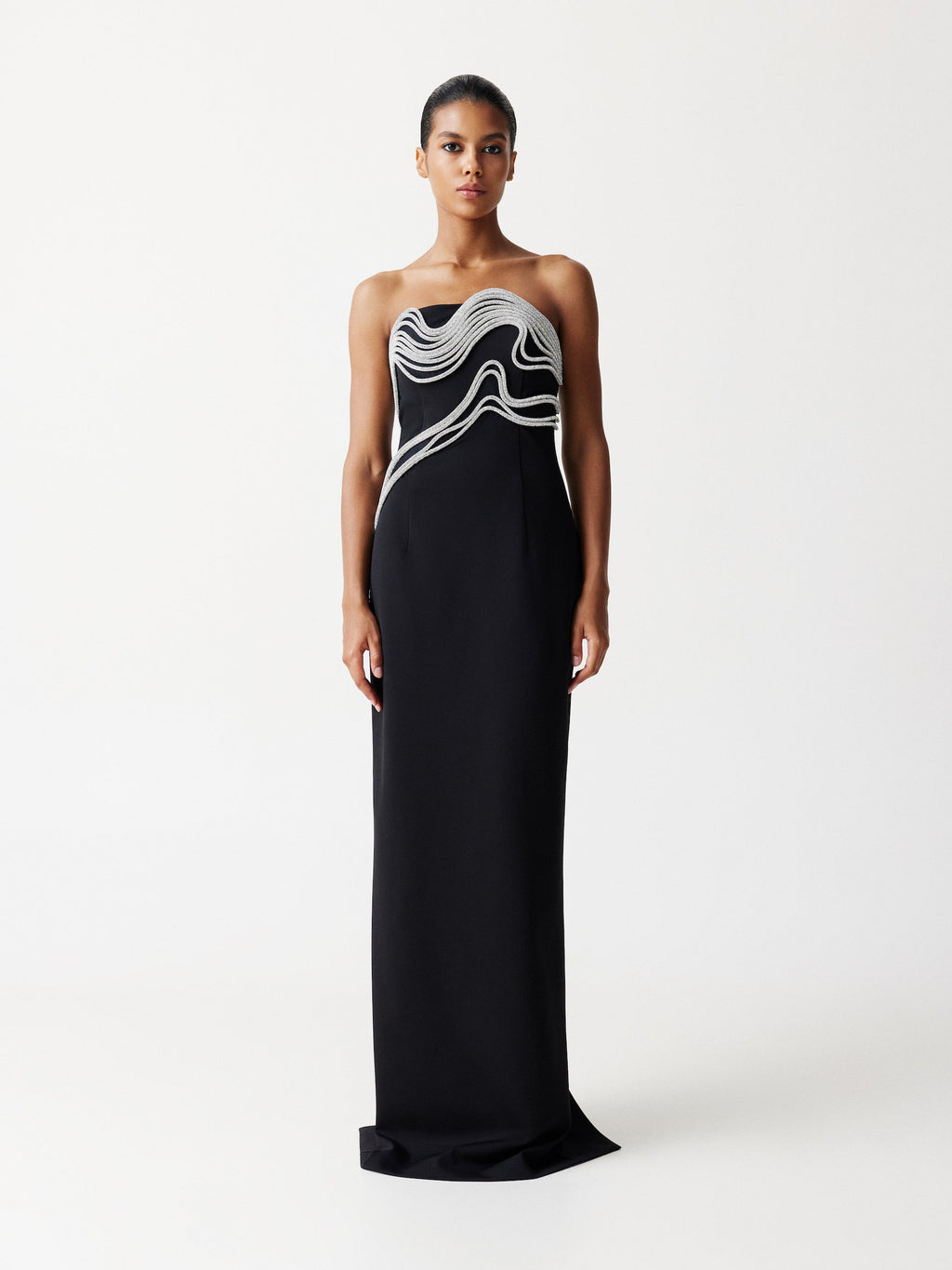 Crystal Embellished Maxi Dress in Black