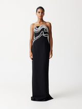Crystal Embellished Maxi Dress in Black