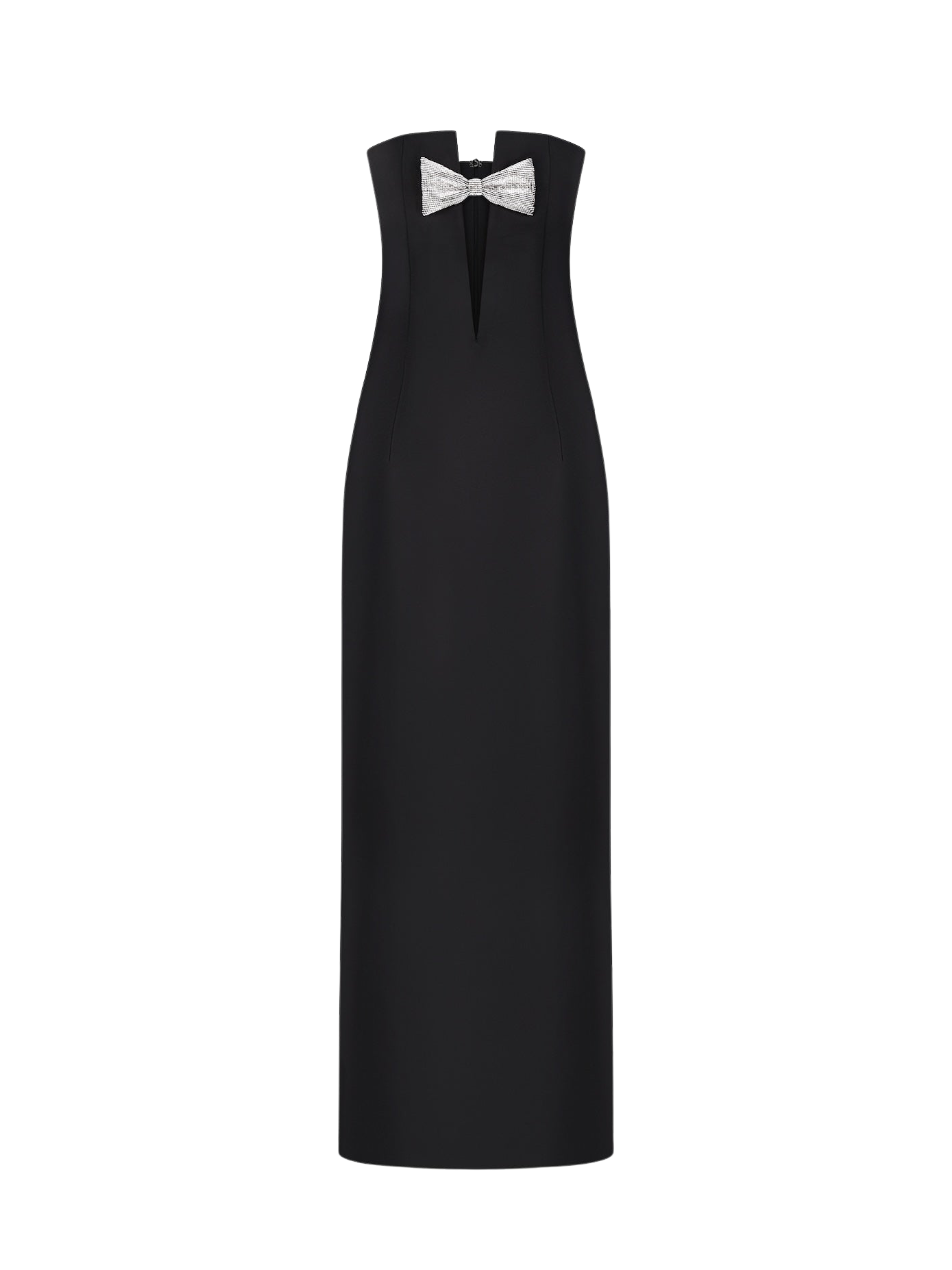 Plunge Neckline Bow-Detailed Maxi Dress