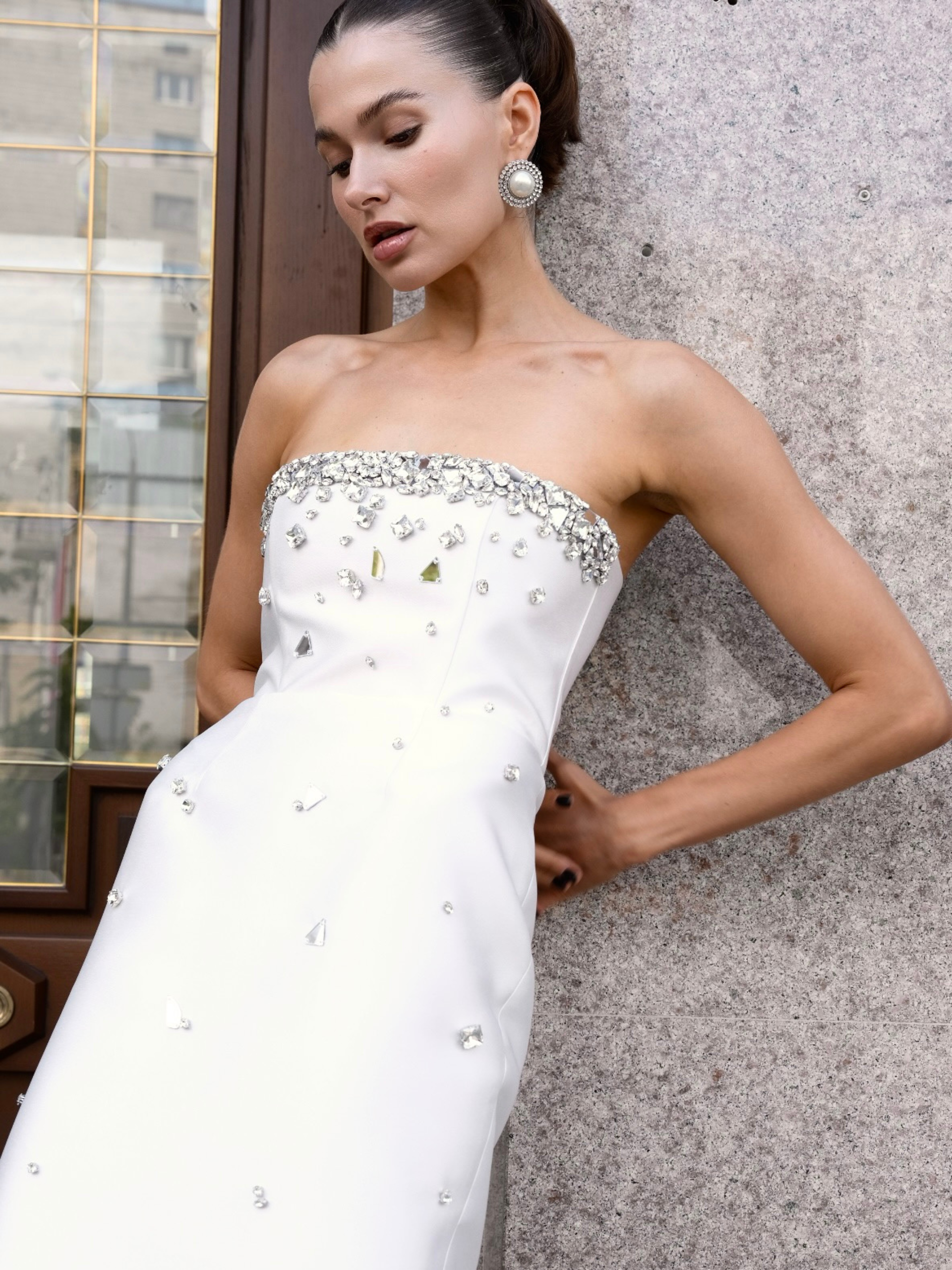 Crystal-Embellished Midi Dress