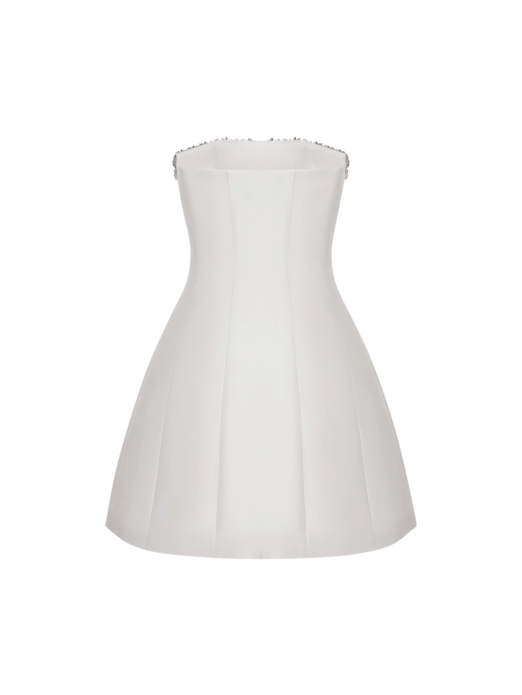 Crystal Embellished Strapless Mini Dress in White