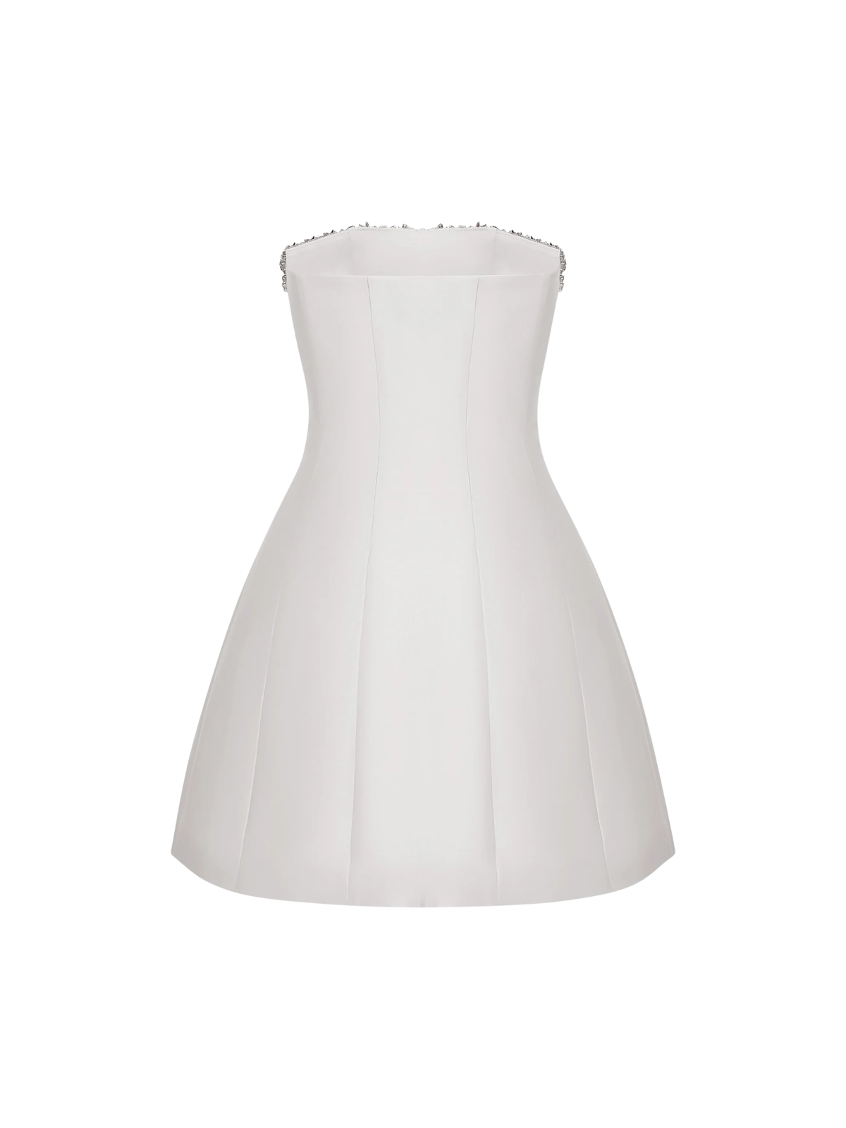 Crystal Embellished Strapless Mini Dress in White