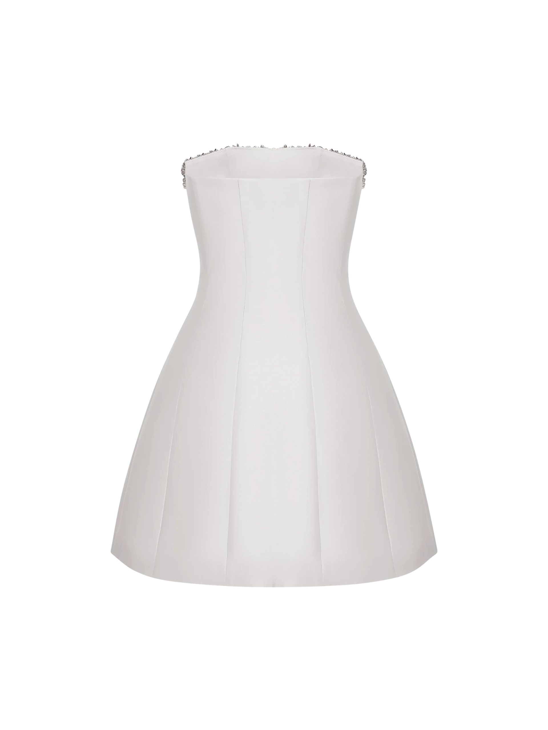 Crystal Embellished Strapless Mini Dress in White