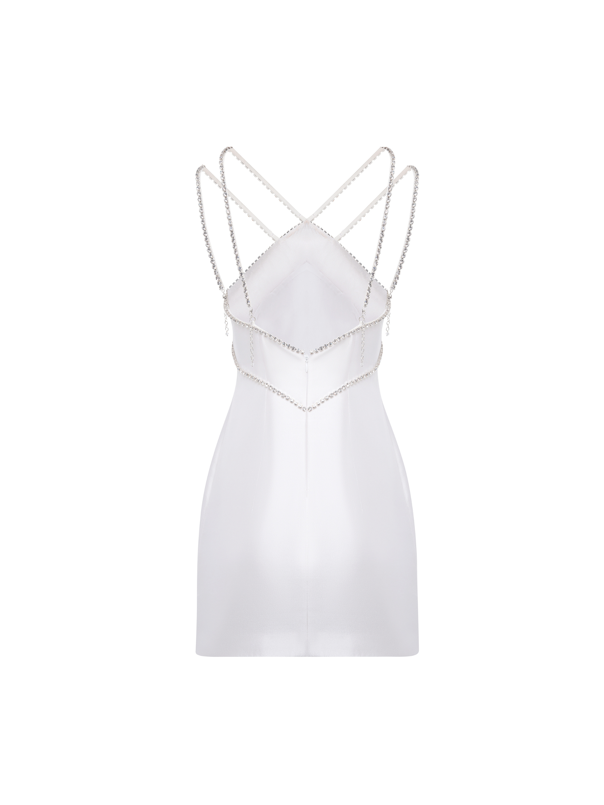 Crystal-Trim Silk Wool Mini Dress